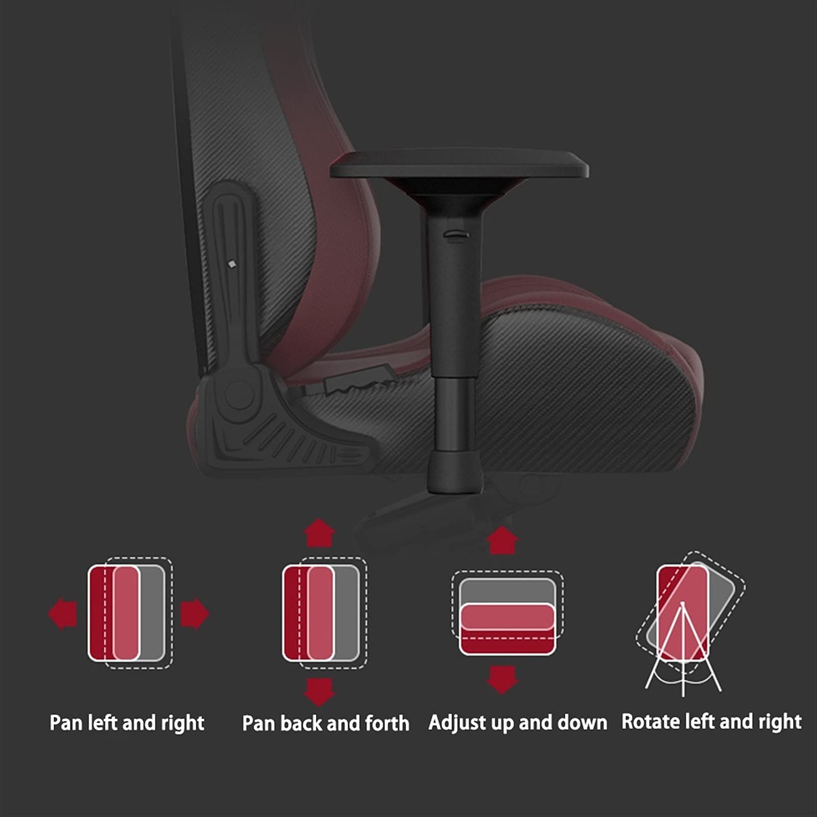 Sedia da gioco per adulti, sedia da corsa per ufficio, con scrivania girevole, regolabile in altezza, sedia in pelle Comter per PC, gaming e sport (rosso)