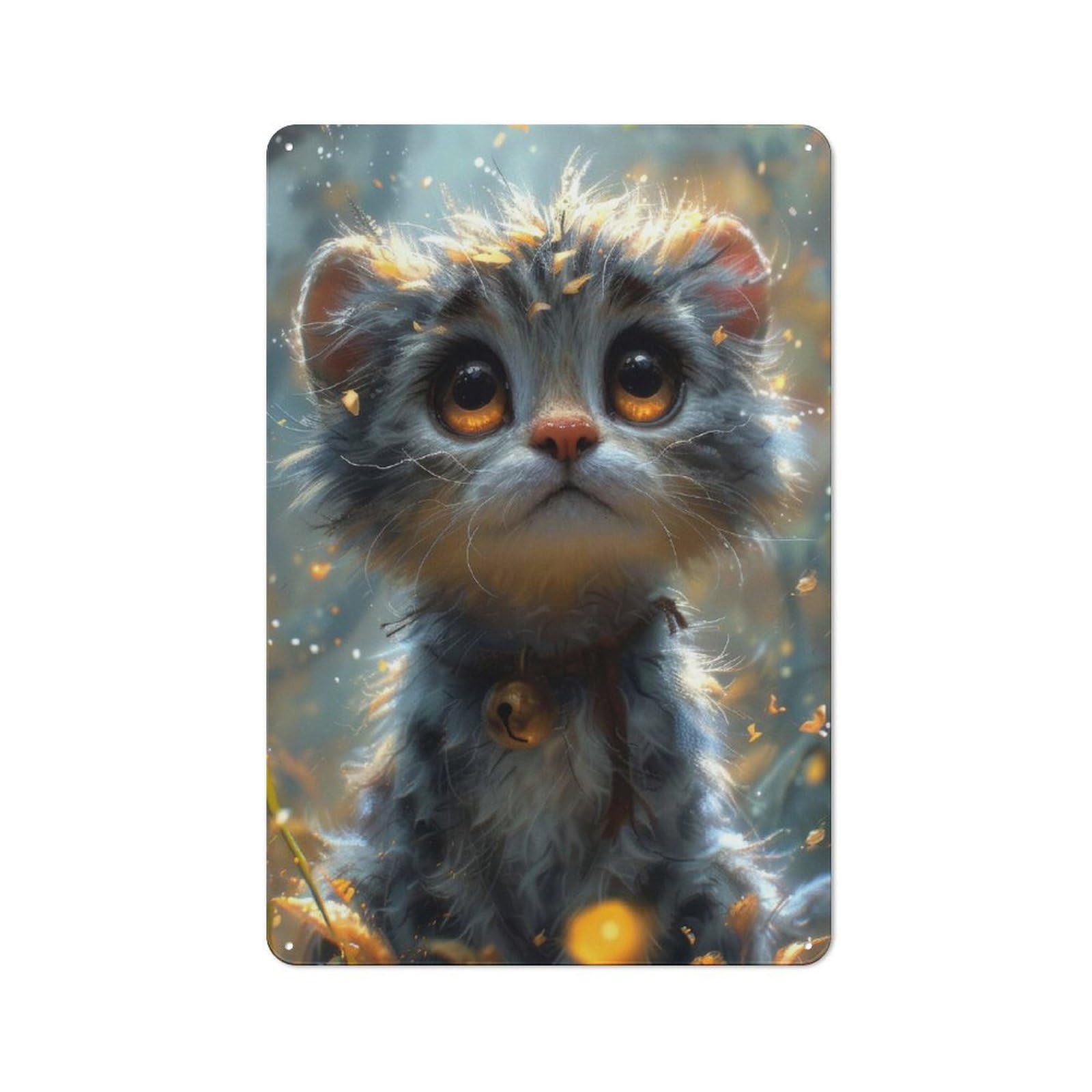 Tin Wall Plaque 30x20cm with Cute Cat for Pub Or Café, for Hospitality Wall Decor Collectors