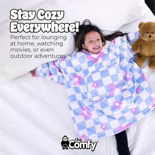 Miniatura 6 de THE COMFY Original JR Manta de microfibra y sherpa de gran tamaño, vista en Shark Tank, talla única (cuadros de flores)