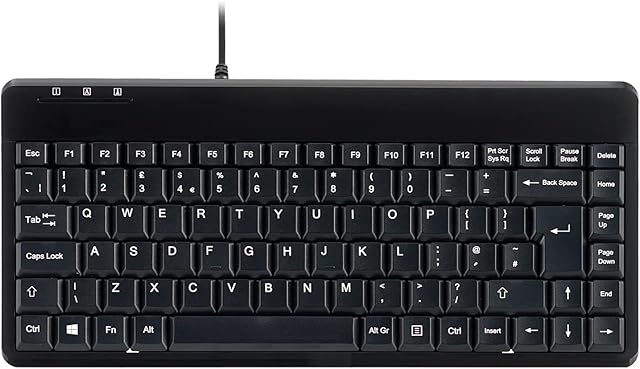 Perixx PERIBOARD-409H Wired USB Mini Keyboard with 2 USB Hubs, Black, UK QWERTY