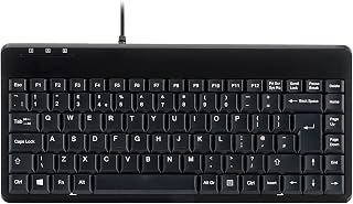 Perixx PERIBOARD-409H Wired USB Mini Keyboard with 2 USB Hubs, Black, UK QWERTY