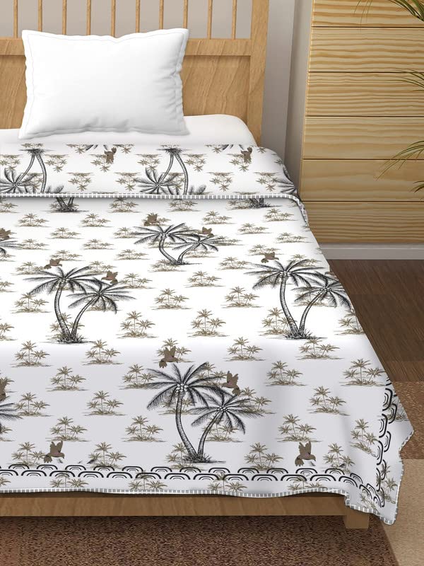 TUNDWAL’S Floral Flower Birds Leaf Printed Cotton Reversible Dohar|AC Blanket|for Single Bed || Size 60×90 INCH – 1 Piece (Multicolor) AM_DHR8