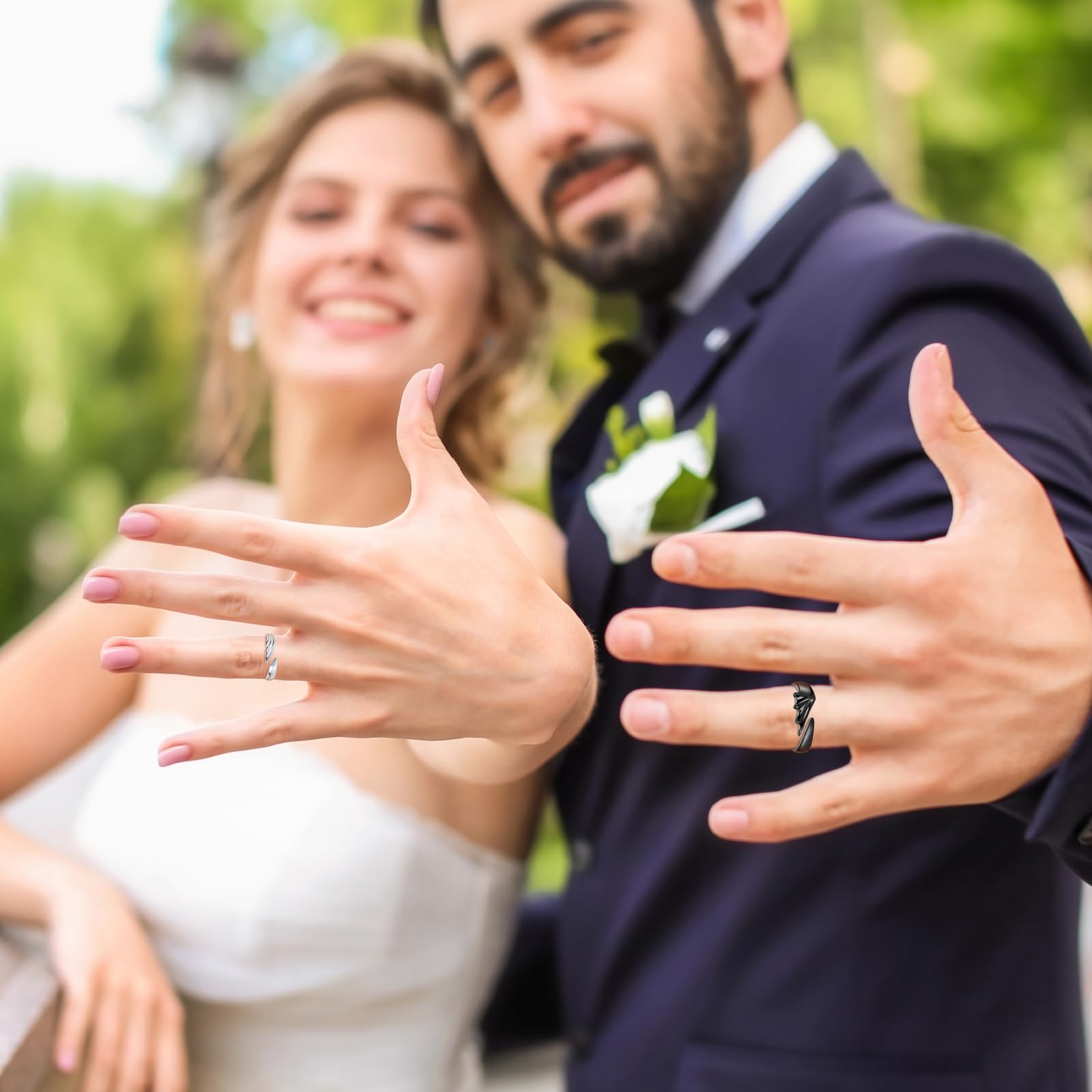 Anillos Parejas Alianzas Boda Promesa Pareja Anillo Angel y Diablo Ajustable Plata de ley Compromiso Casar Él y su Joyería Regalo