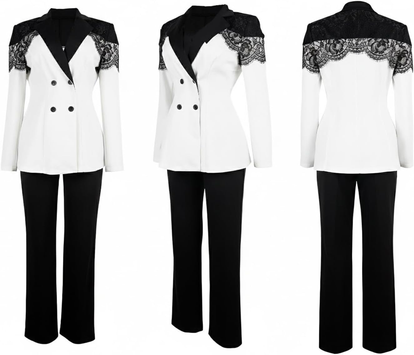 Women's 2 Piece Suit Casual Outfits Long Sleev Blazer and Pencil Pants Business Sets