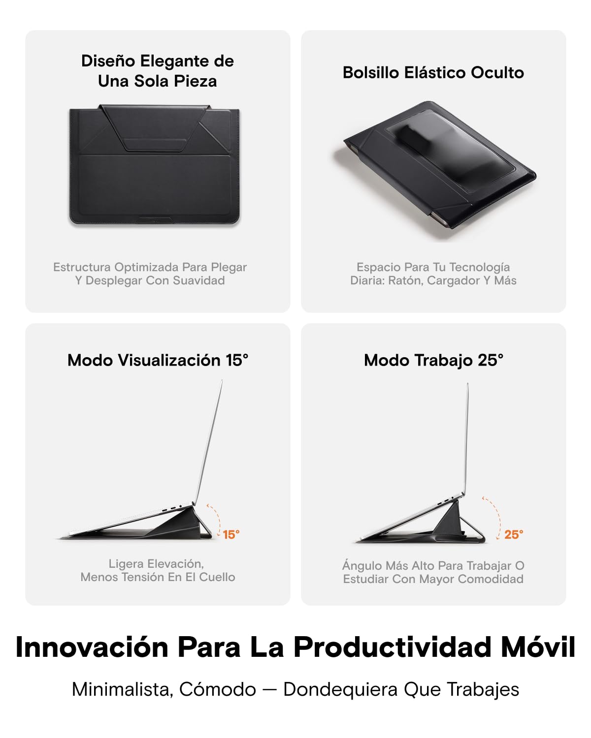 MOFT Funda de Transporte para portátil y Soporte, Almacenamiento expandible, Piezas Ultra Delgadas Elegantes para portátiles de 13 a 14 Pulgadas, Regalos para Hombres y Mujeres