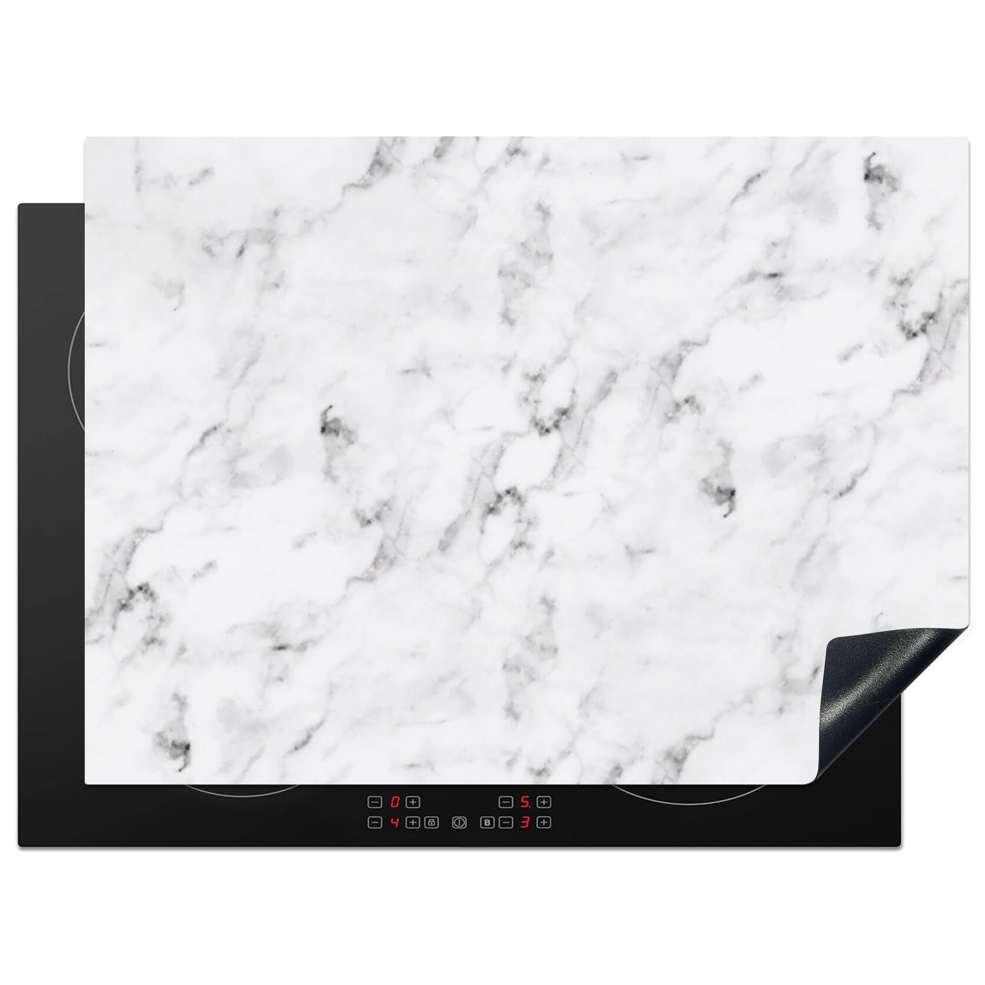 KitchenYeah© Induction Hob Cover Protector Mat 20.5"x28" / 71x52 cm Kitchen Universal Ceramic Covers for Electric Cookers Vinyl Marble - Luxury - White - Grey - Marble Look