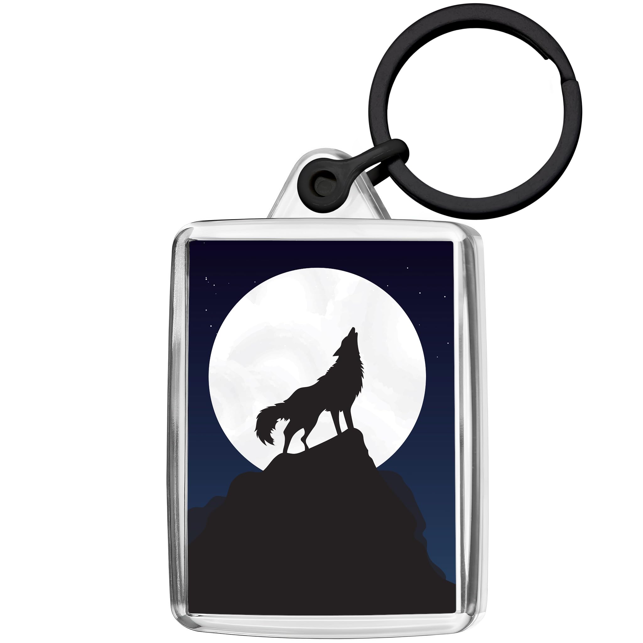 Pixly Unisex Clear Pixly® Howling Wolf Keyring Key Fob Keychain Keepsake Fun Gift For Him Her