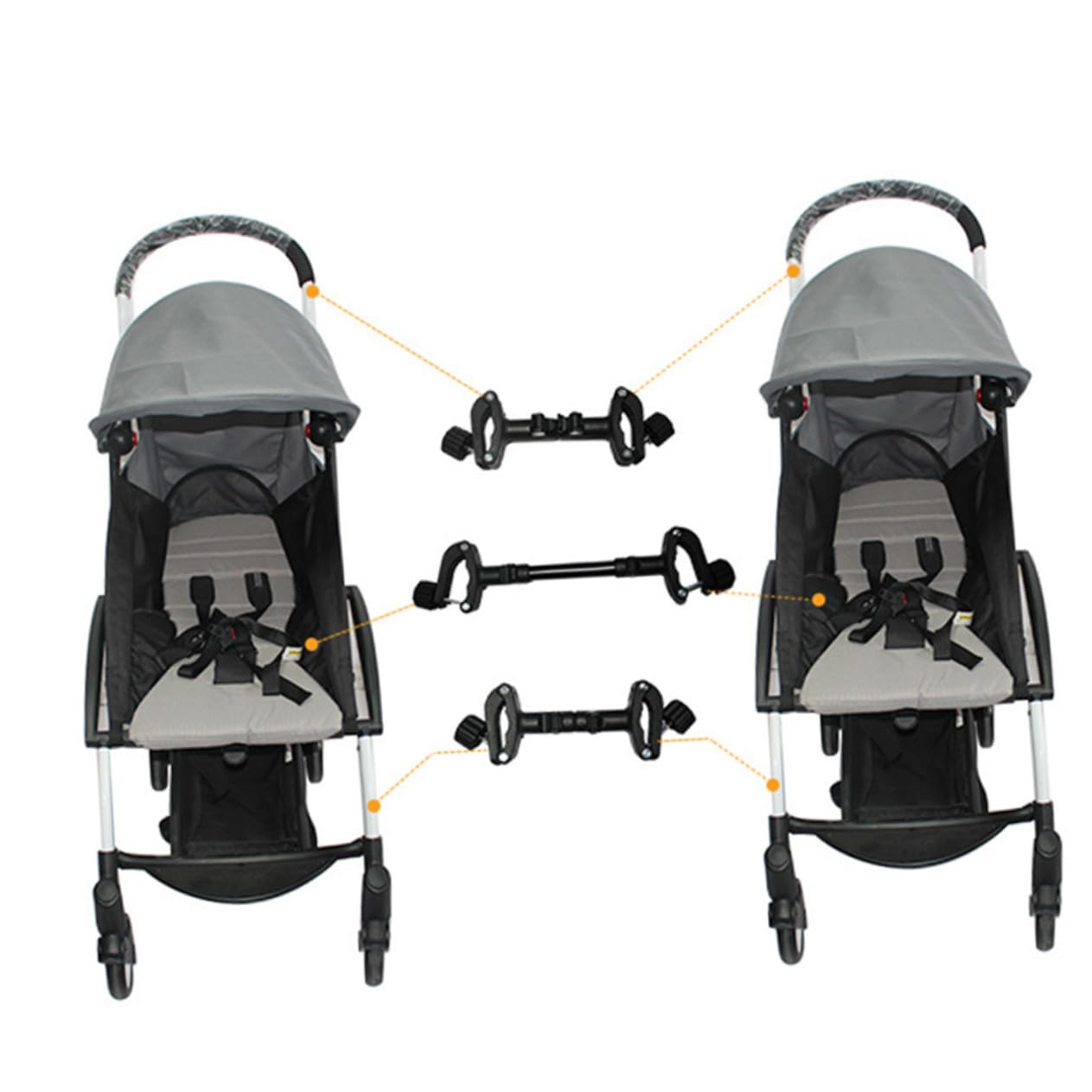 Conector para Cochecito Doble Ajustable, 3 Piezas de Hierro