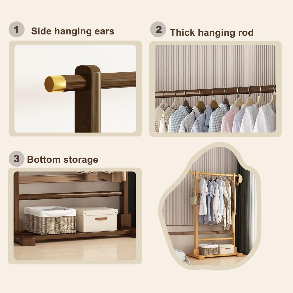 Appendiabiti in legno con ripiani - Abbigliamento portatile per camera da letto 120x40x163cm - &Armadio