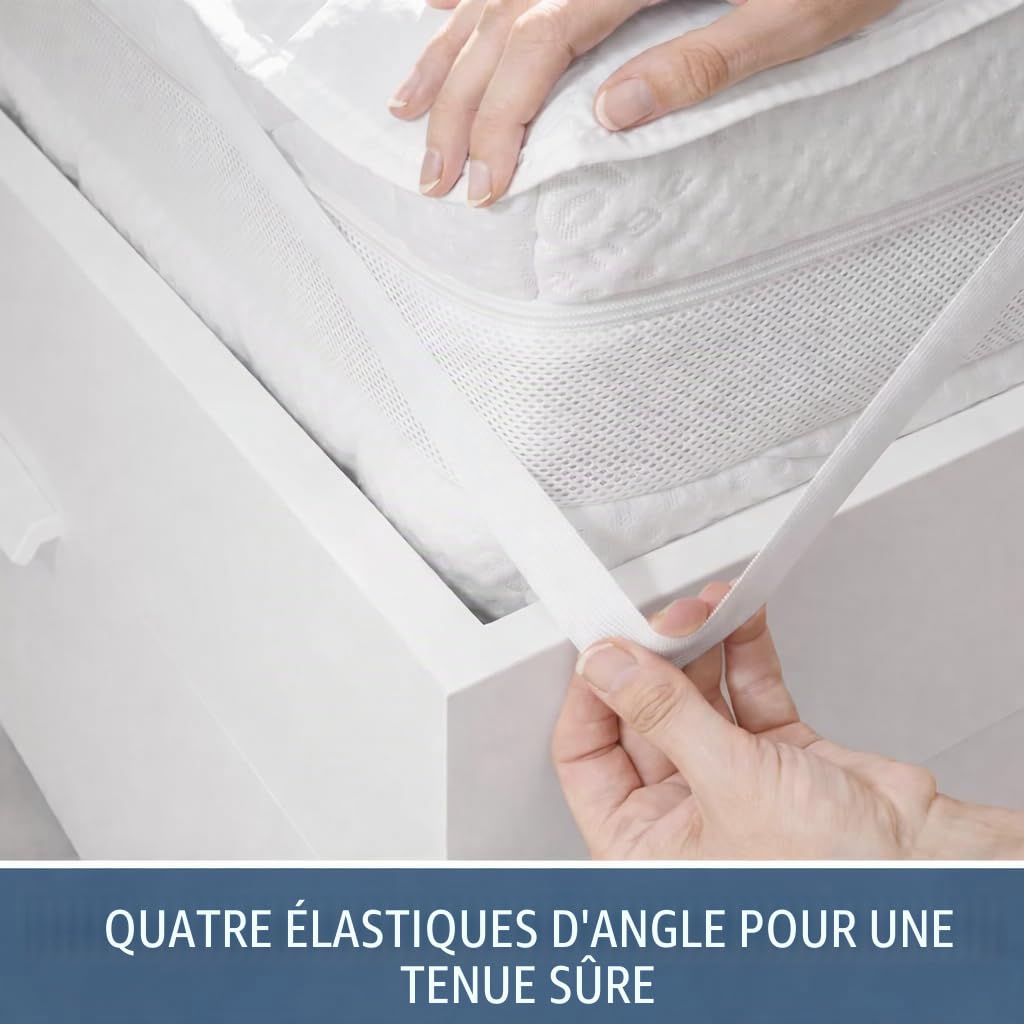 FAM Home Protege Matelas 160x200 cm Coton Housse Hypoallergénique Respirant