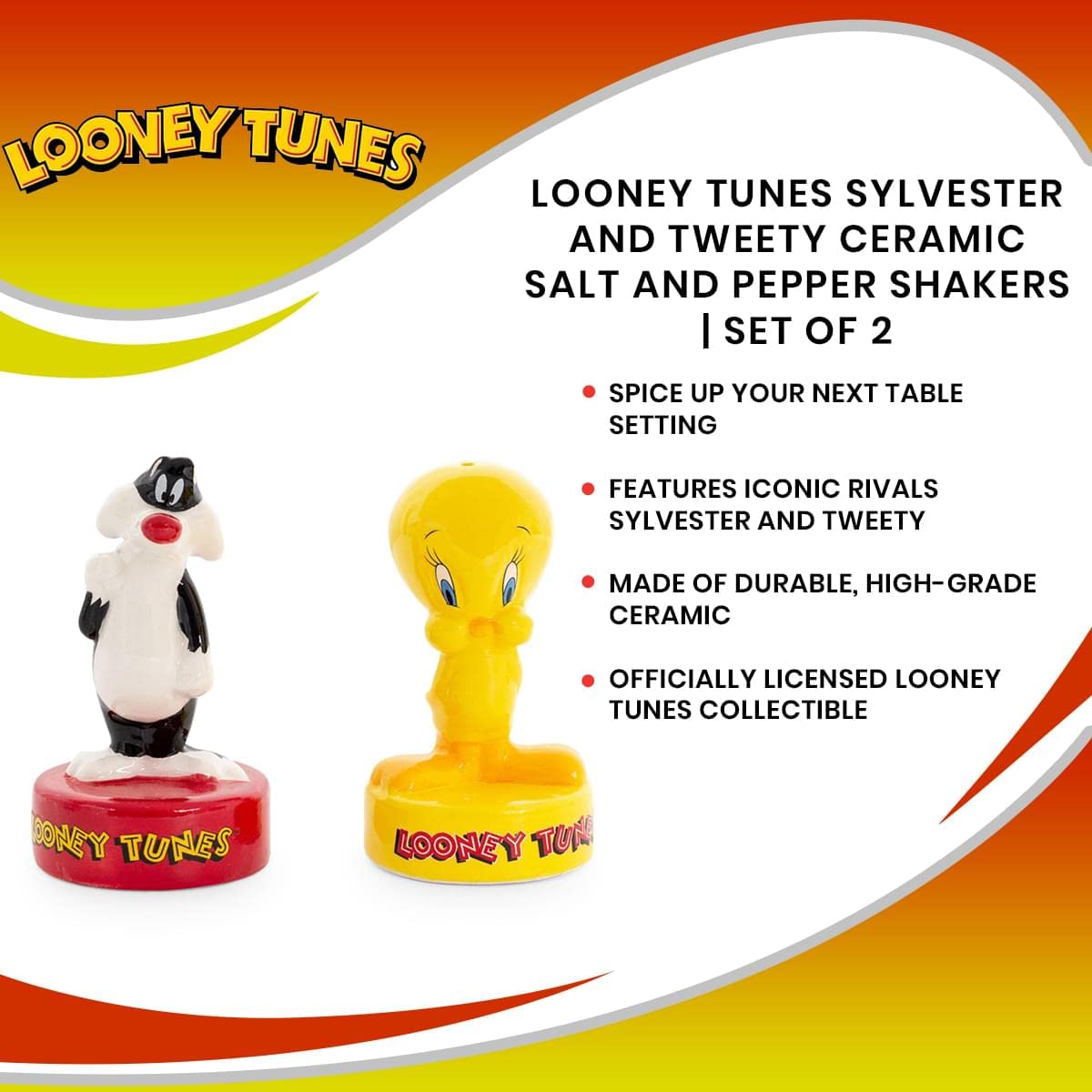 Looney Tunes Sylvester and Tweety ceramiczne solniczki i pieprzniczki | zestaw 2 szt
