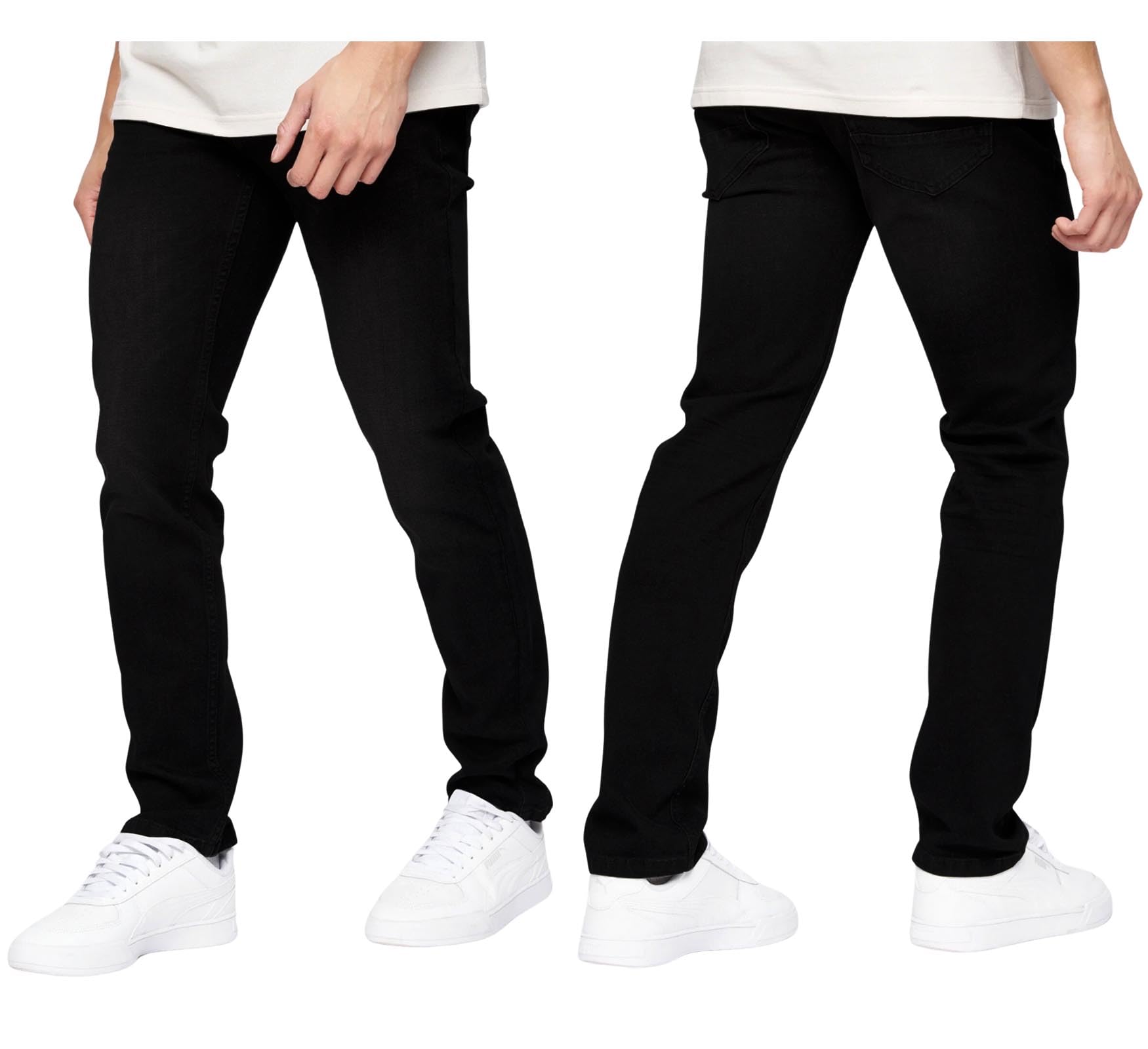 Crosshatch Mens Slim Fit Stretch Jeans Denim Male Designer Trousers Pants by JEANBASE Black 36W X 30L