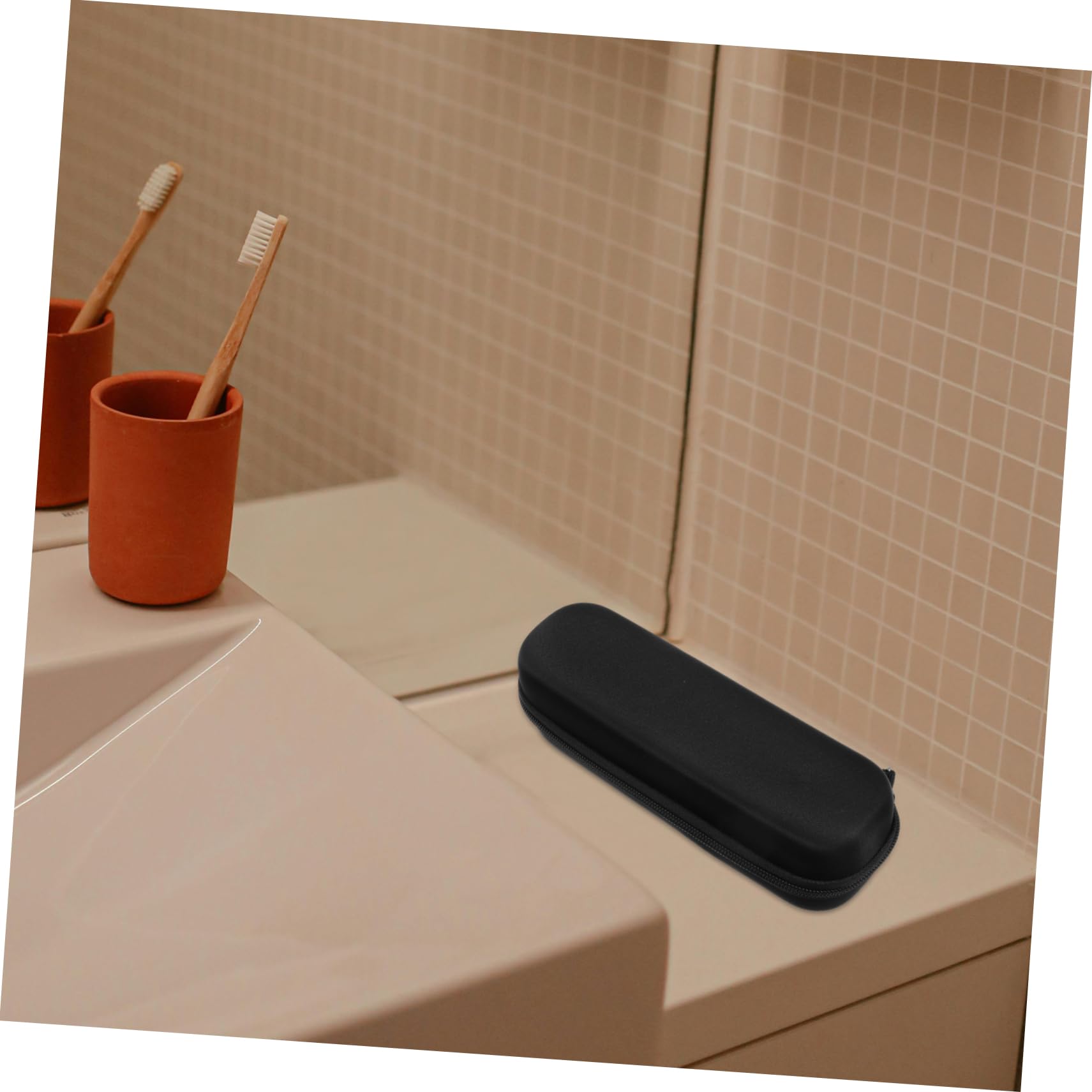 SHERCHPRY 5 Piezas Bolsa de Almacenamiento de Cepillo de Dientes Impermeable Soporte magnético Poseedor Porta cepillos de Dientes Estuche de Viaje para cepillos de Dientes Eva Negro