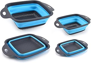 Corbeille de Fruits, 2 Pièces Passoires de Cuisine avec Poignées en Plastique, Panier de Vidange, Paniers-filtres, Tamis Alimentaire Outil de Cuisine pour égoutter Pâtes Légumes Fruits (Bleu)