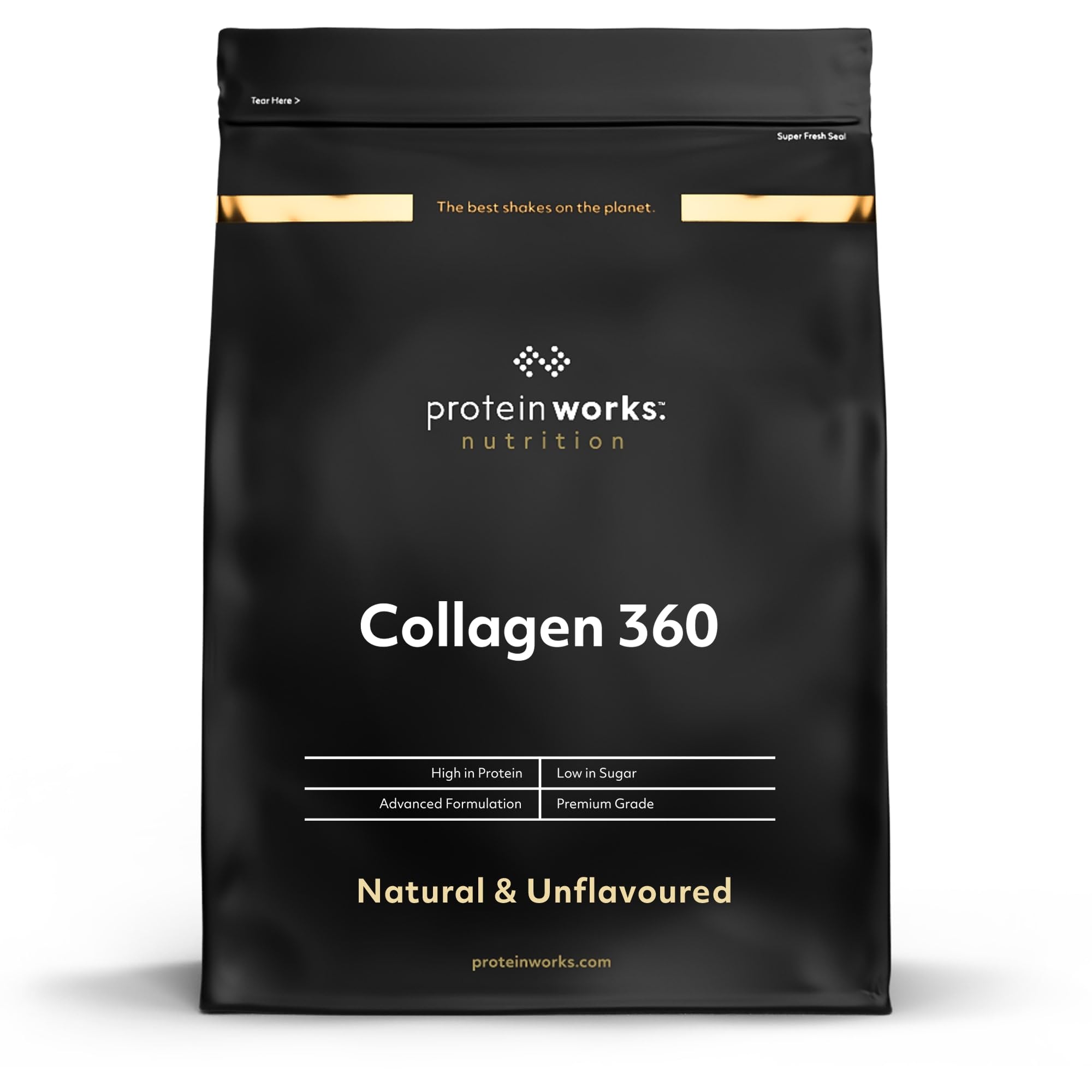 Protein Works - Collagen 360, Powder Supplement, Type I & III, High Protein, Unflavoured & Natural, 480g, 32 Servings