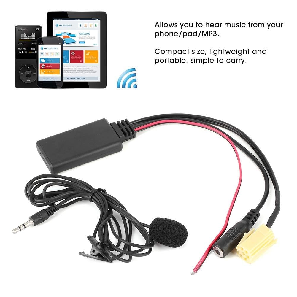 Aramox Cavo Audio Radio Bluetooth Per Auto, Cavo Adattatore Aux Vivavoce Per Auto 59,1 Pollici Con Microfono, Adatto Per 159 2007+, Adatto Per Grande Punto 2007+