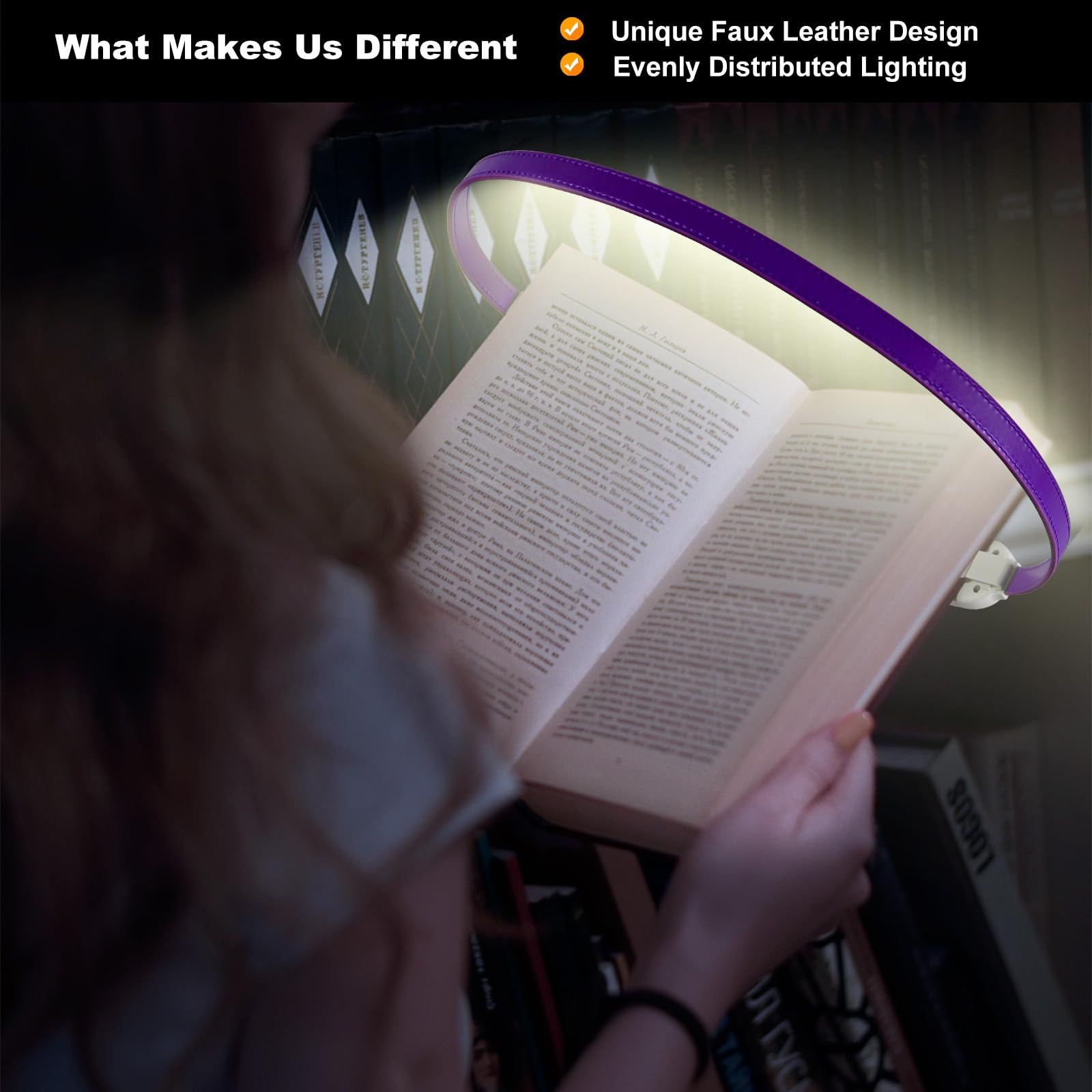 ROOKIELEDS Luz de libro recargable para leer, 12 luces LED de lectura para el cuidado de los ojos, 4 temperaturas de color, atenuación continua, sin parpadeo, iluminación distribuida uniformemente