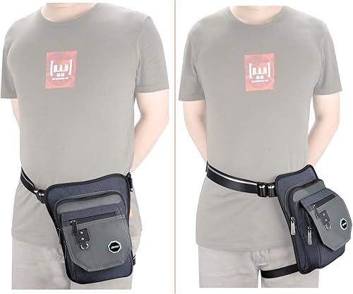 Miniatura 2 de Bolsa de muslo Larswon pierna bolsa bolsa muslo paquete bolsa táctica cintura motocicleta bolsa impermeable Gris oscuro 1226