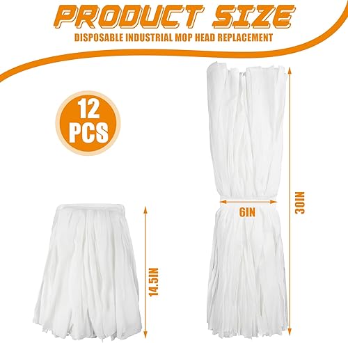 Miniatura 6 de Yoande Repuesto de cabezal de trapeador industrial desechable de 6 pulgadas, cabezal de trapeador blanco comercial, sin pelusas, cabezal de