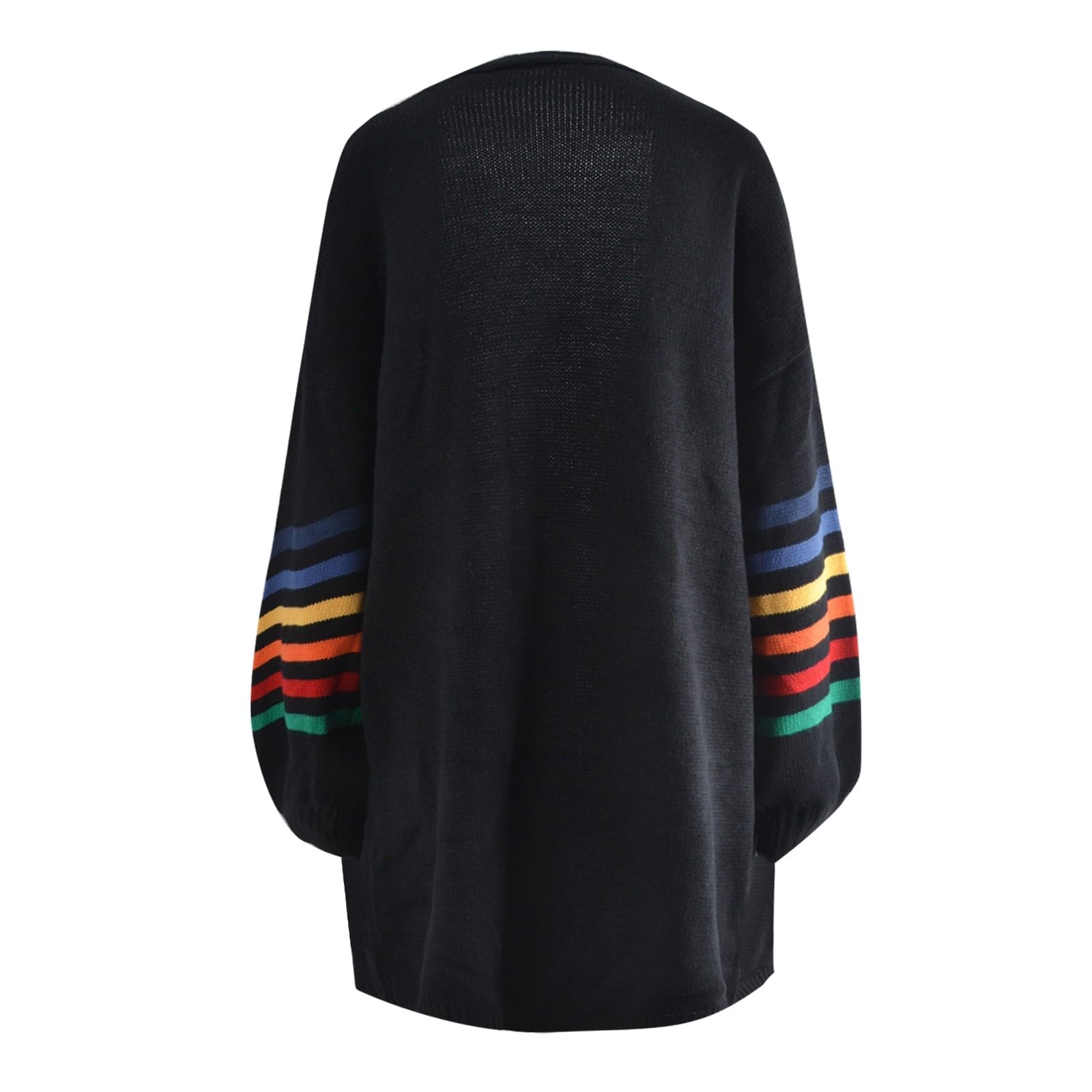 Generisch Cárdigan de punto para mujer, informal, suelto, de punto, asimétrico, parte delantera abierta, manga larga con ribete en contraste y hombros cruzados