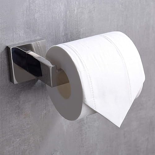 Miniatura 3 de TASTOS Soporte de papel higiénico cromado pulido SUS304 de acero inoxidable, moderno cuadrado medio abierto, soporte TP de 5 pulgadas, soporte para