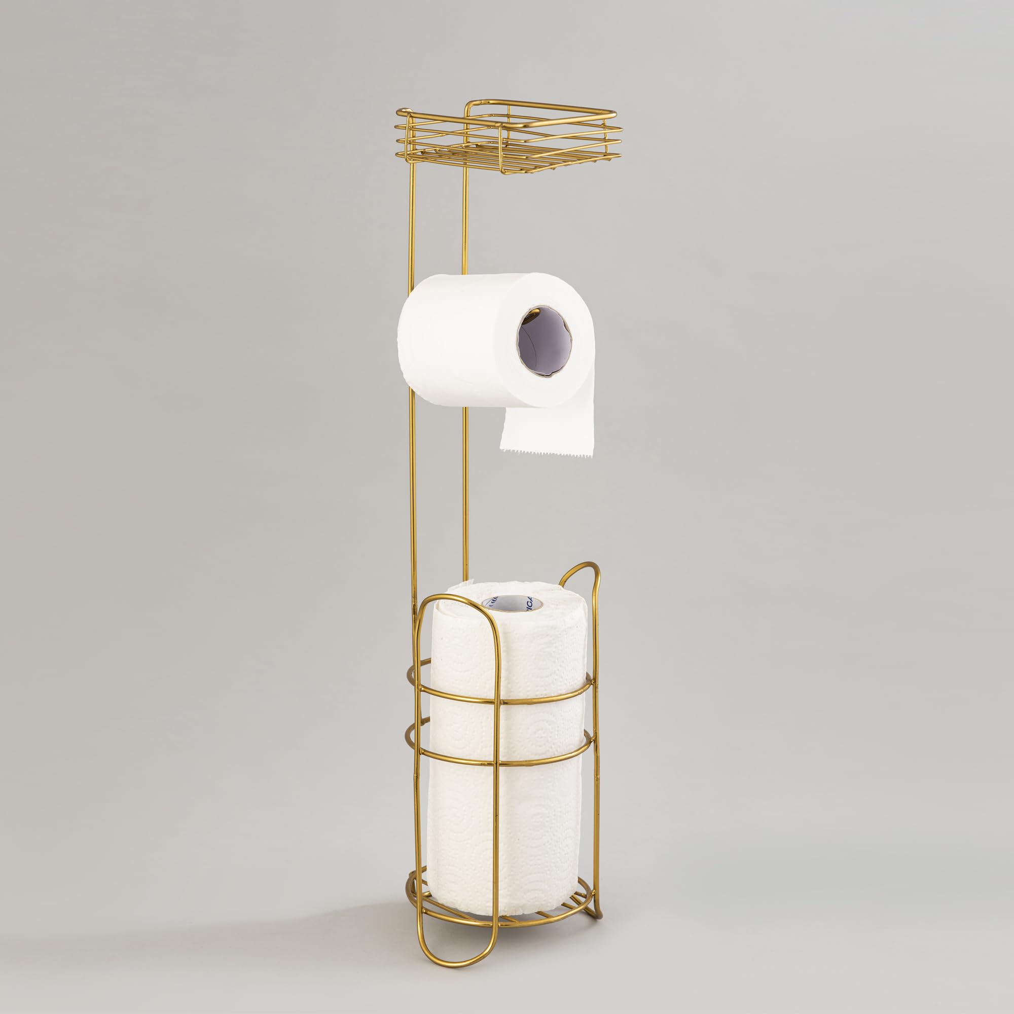 Indecrafts Multipurpose Free Standing Toilet Paper Towel Holder with Accessory Tray Gold PH109 (B0CX5H3331) Amazon Price History, Amazon Price Tracker