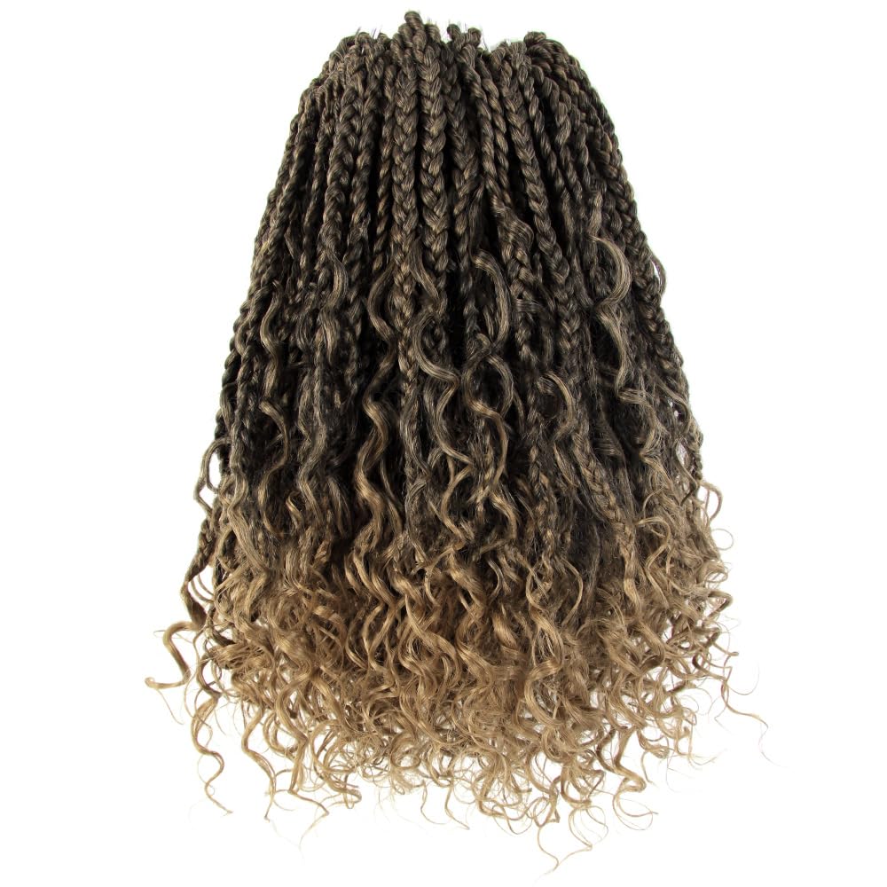 CISINPO 9-Piece Boho Crochet Box Braids Hair with Curly Ends