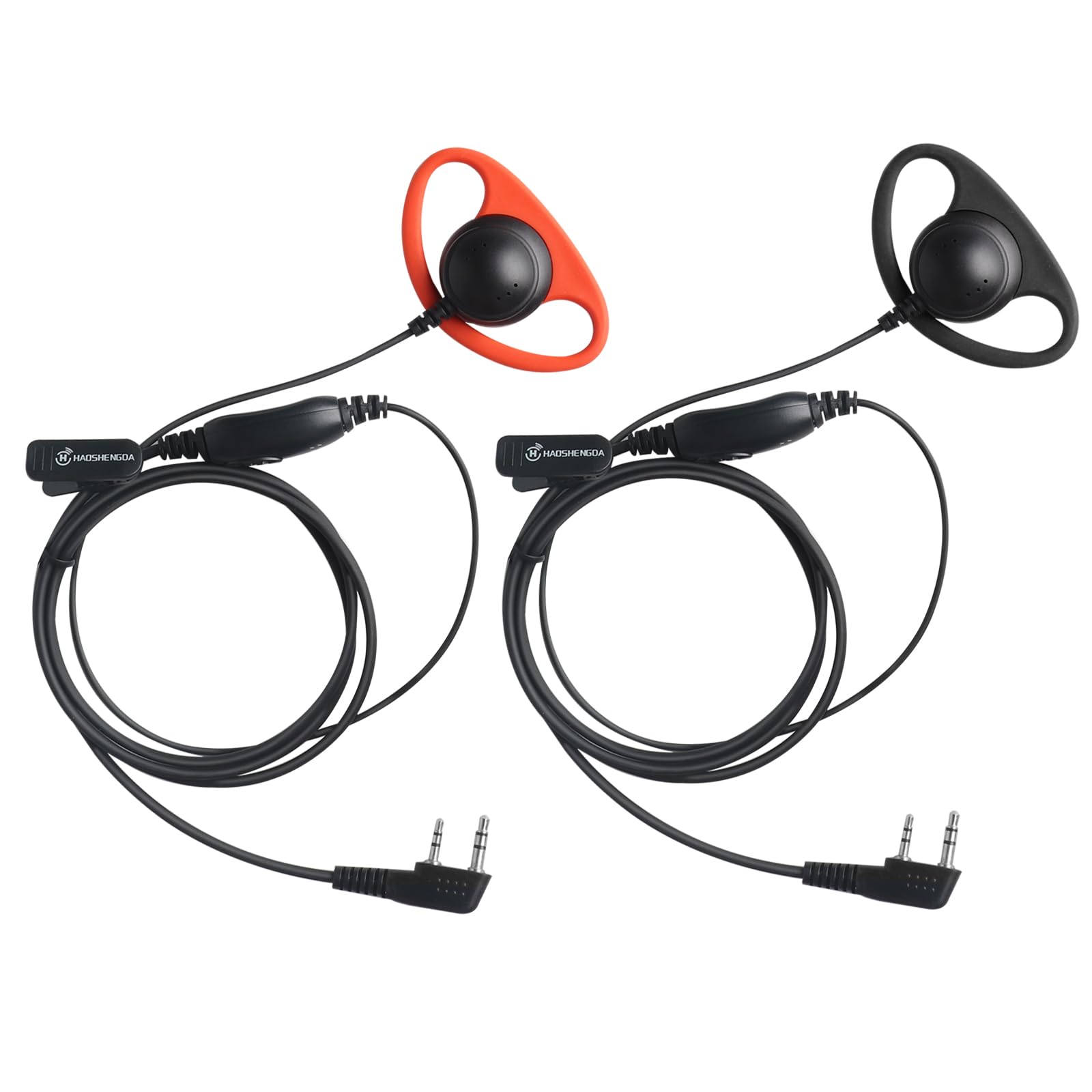 Zestaw do monitoringu słuchawek kompatybilny z Baofeng Kenwood Retevis Pxton BTECH Walkie Talkie z mikrofonem PTT, akcesoria do zestawu słuchawkowego, czarno-pomarańczowe, w kształcie litery D