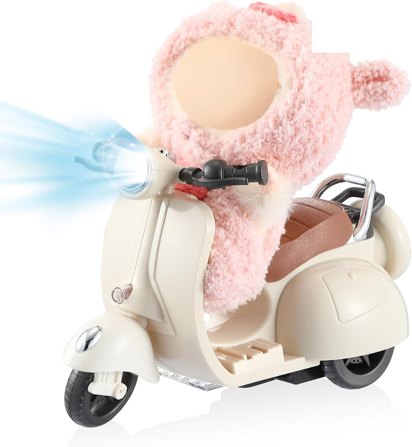 1 Pcs Doll Scooter Doll Vehicles Mini Electric Scooter Toy with Music & Lights Could Rotate 360° Dolls Accessories Cute Scooters Toy Ornaments Battery Not Included (Cream) product image