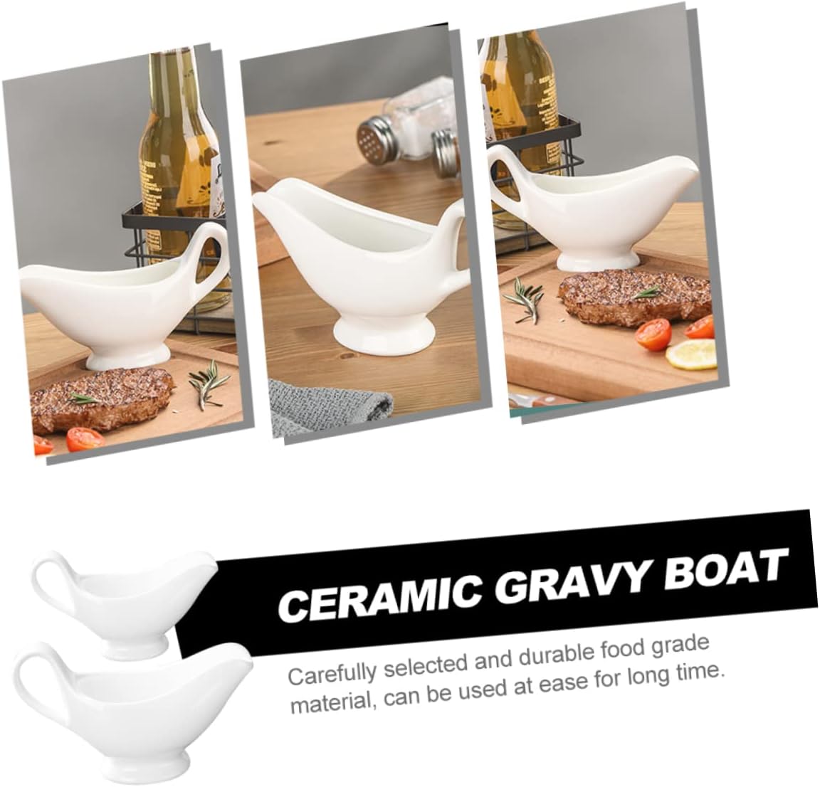 Garneck 2pcs Ceramic Gravy Boat Sauce Cups for Gravy Condiments and Dipping Sauces Elegant Table Decor for Restaurants Homes and Events for Soy and Ketchup