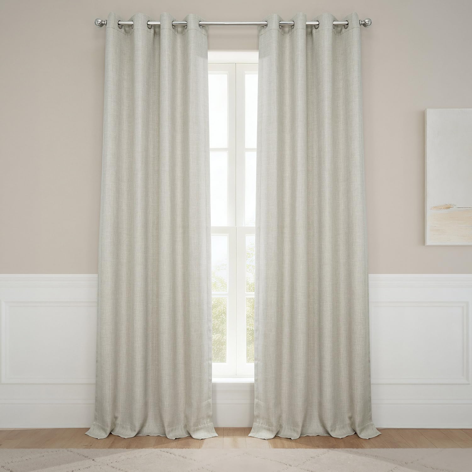 HPD Half Price Drapes Grommet Linen 96 Inches Long Darkening Curtains for Bedroom & Living Room (1 Panel), 50W x 96L, Oatmeal, Polyester Blend, 50" W x 96" L (Pack of 1)