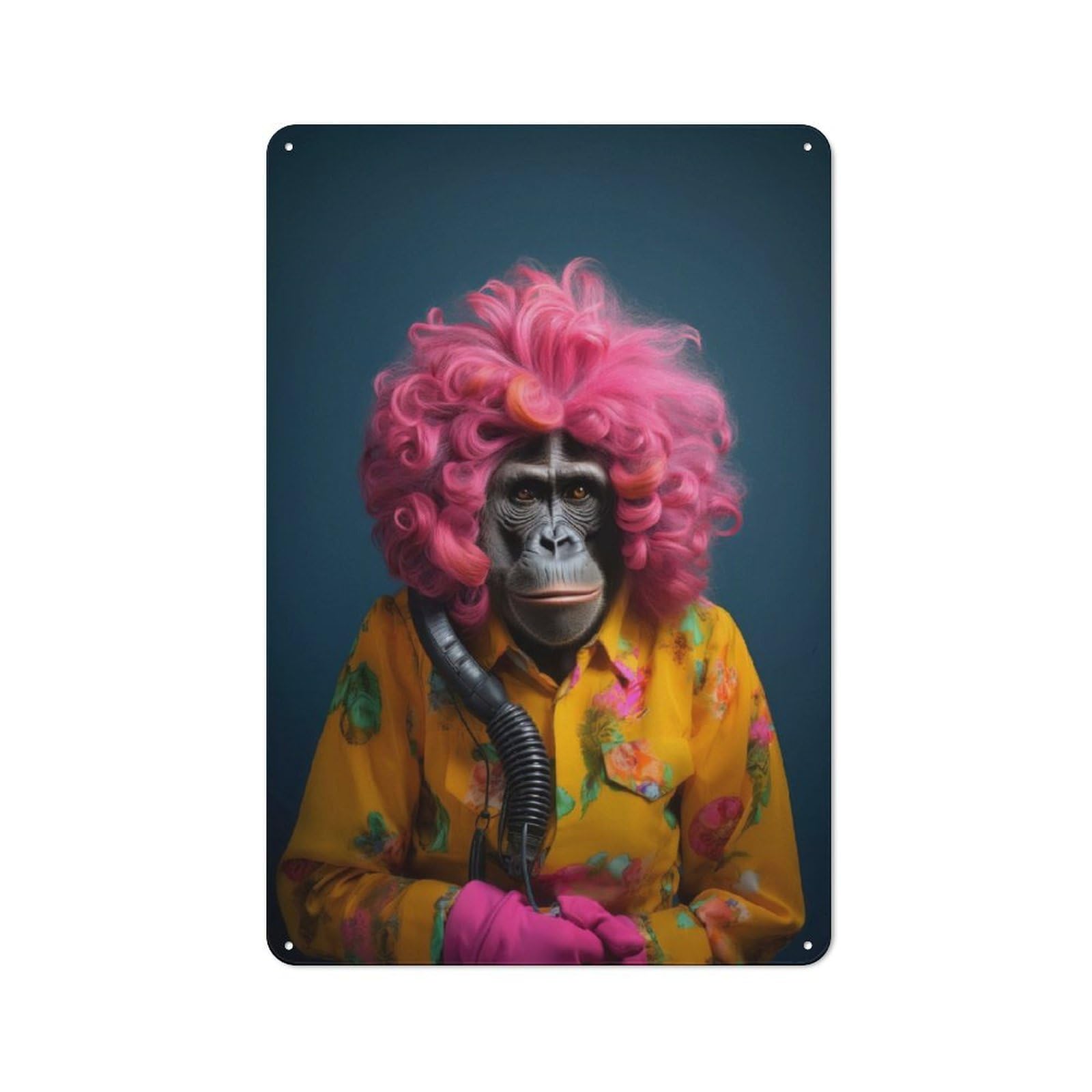 Junmoney A Gorilla With Curly Hair Vintage Metal Sign 30X20cm, Bistro Style Bistro Wall Plaque For Cafe, Bistro, Bakery Or Restaurant