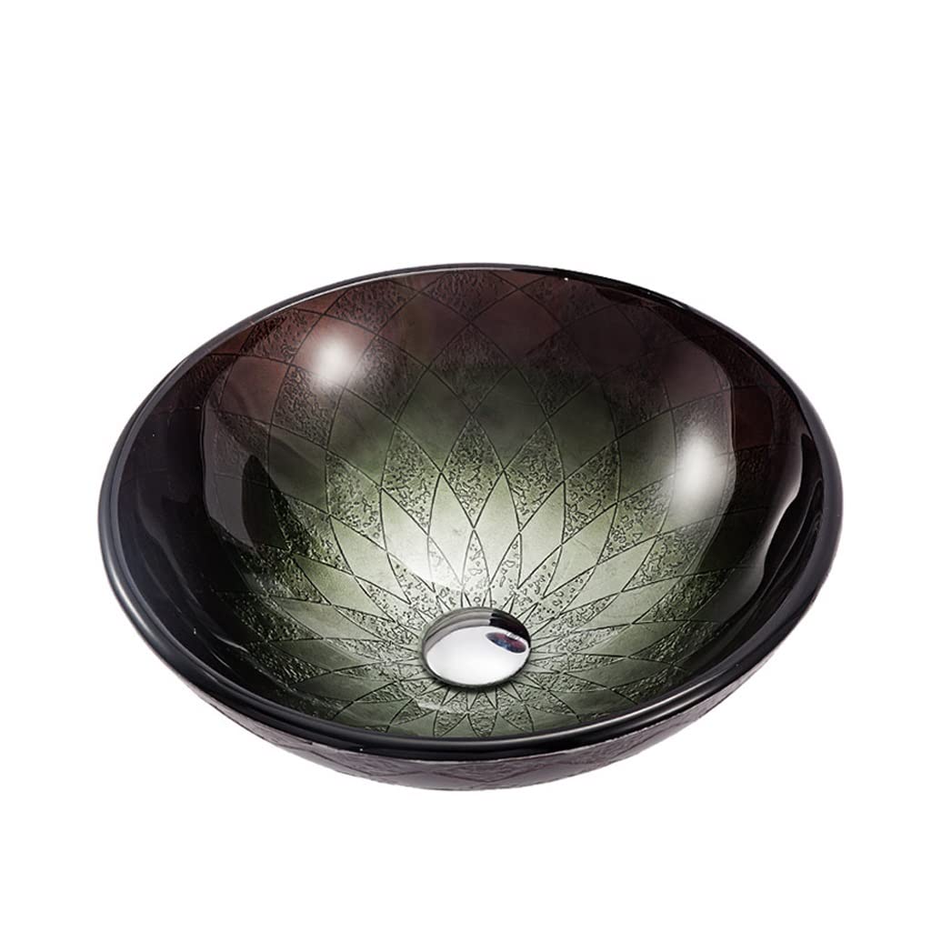 AYCDL Vanity Sink Basin Bathroom Tempered Glass Countertop Sink Bathroom Vessel Sink Simple Round Vessel Sink Art Glassware Sink Bathroom Vanity,Sink Only