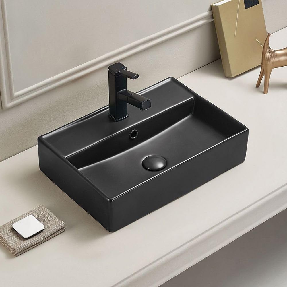 Milano Graphite Elements Rectangular Countertop 1 Tap Hole Bathroom Basin Sink - 500Mm X 350Mm