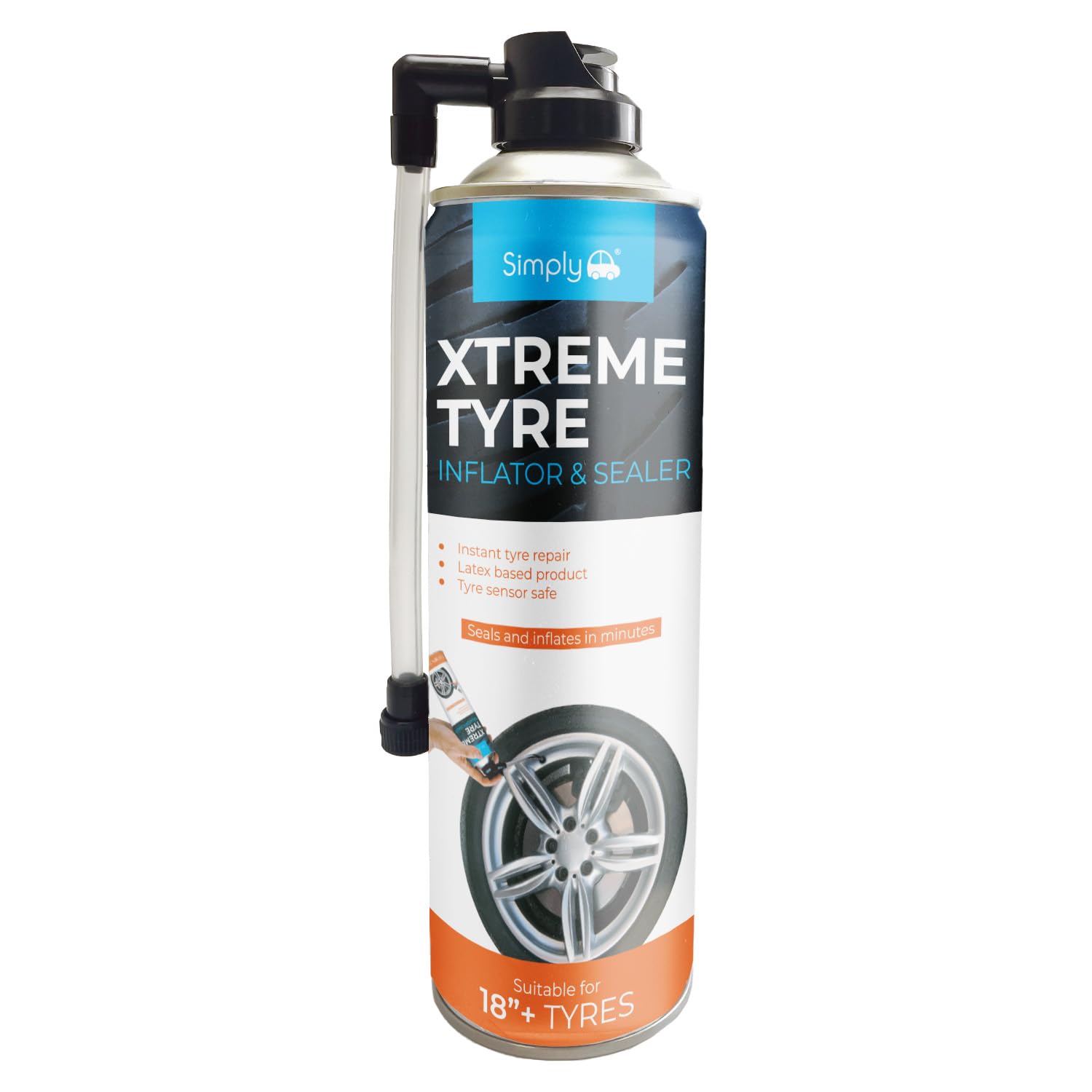 Simply SX600 Xtreme Tyre Inflator & Sealer – Emergency Tyre Repair for 18”+ Tyres, Fast Inflate & Seal Formula, No Tools Needed