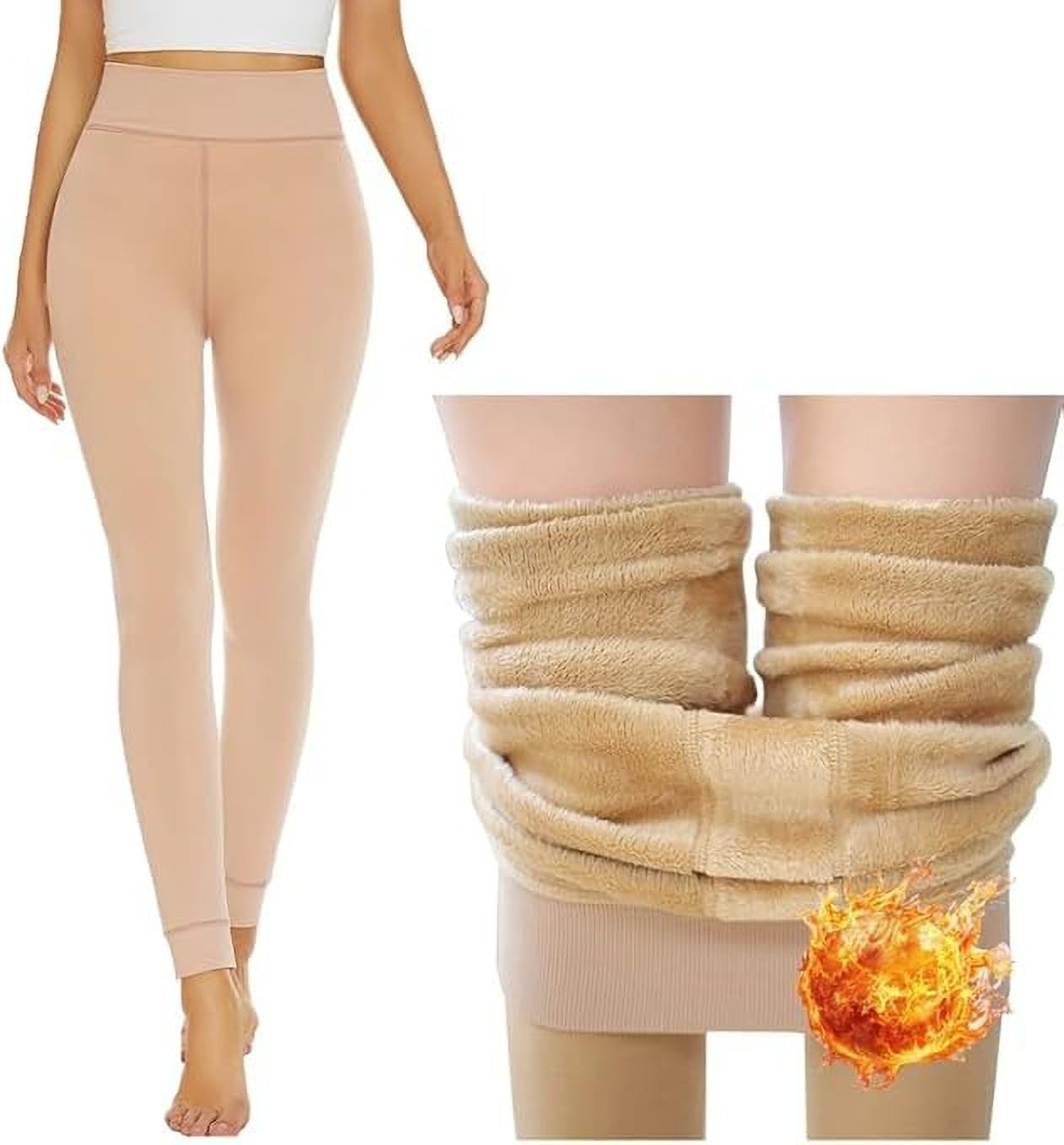 Reexplore Ankle Length Winter Wear Fleece Legging for Women & Girls | Super Soft Stretchable Winter Thermals | Slim Fit, High Waist, Warm Inner Lining Winter Bottoms Beige - Image 2 thumbnail