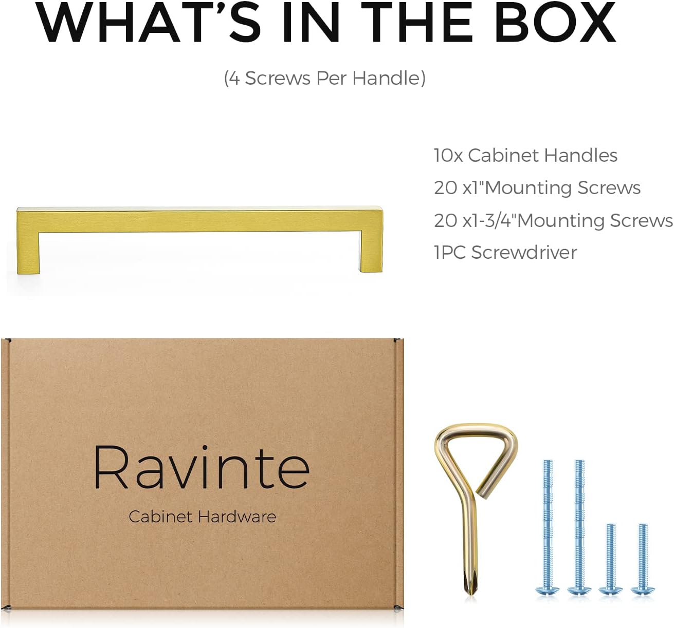 Ravinte 10 Pack Square Bar Kitchen Cabinet Handles Gold Cabinet Pulls Drawer Pulls with 7-1/2 Inch Hole Center Kitchen Cabinet Hardware