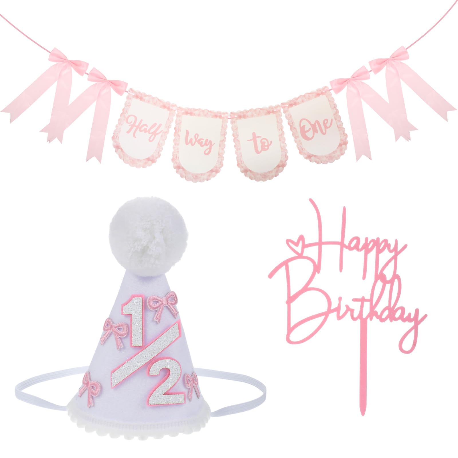 Half Birthday Decorations Set,1/2 Birthday Girl Outfit Baby