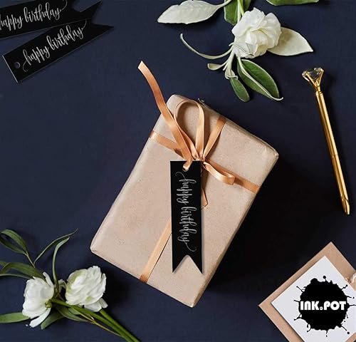 Miniatura 225 de Etiquetas de papel para colgar con texto en inglés «Happy Birthday», 100 unidades Azul,Aqua Blue,Negro -,azul, cerceta (Dark Teal Blue),Rosa