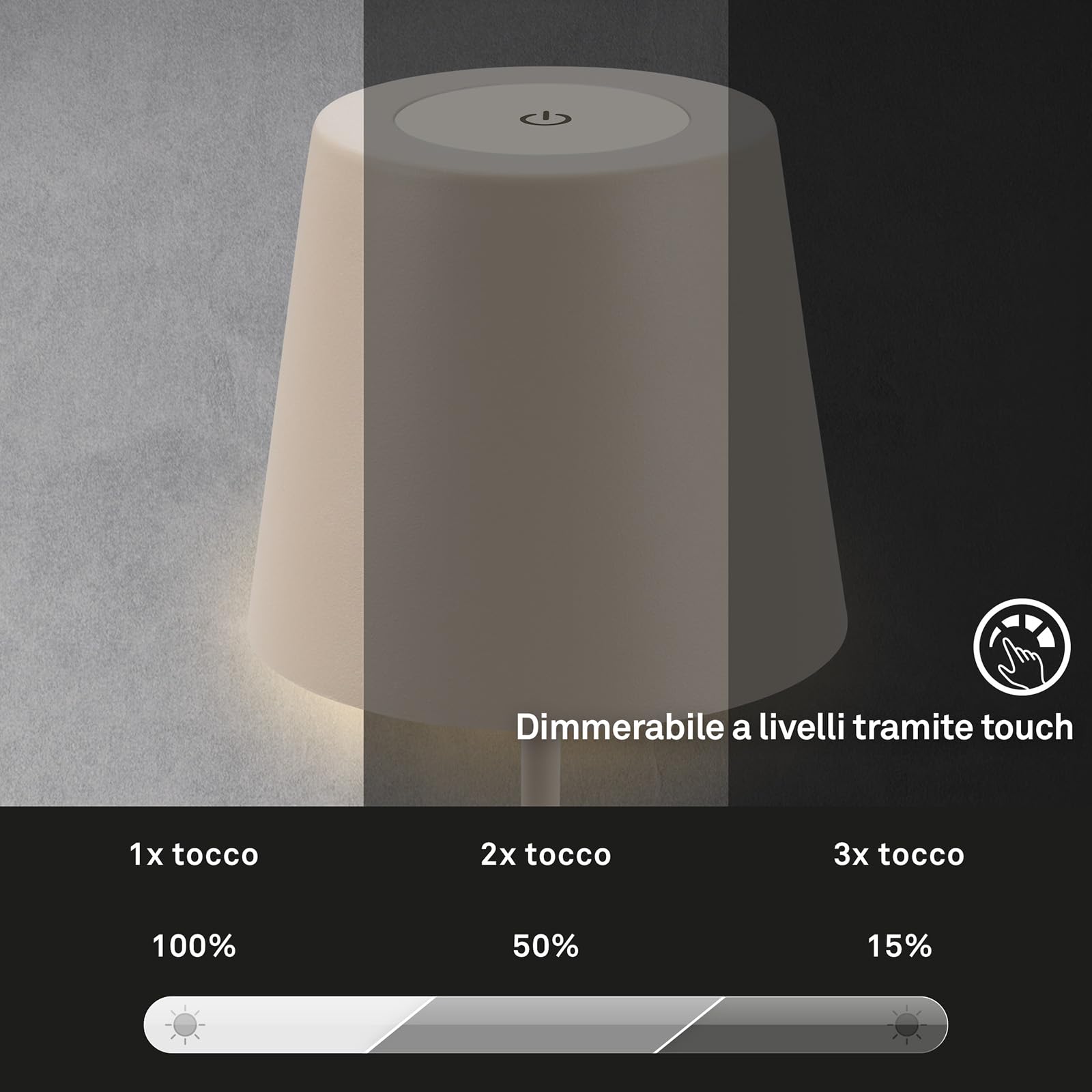 BRILONER - Lampa stołowa LED bezprzewodowa, ściemniana, regulowana wysokość, lampka nocna i do czytania, akumulatorowa, 36x10,5 cm, beżowy – praktyczne i eleganckie światło