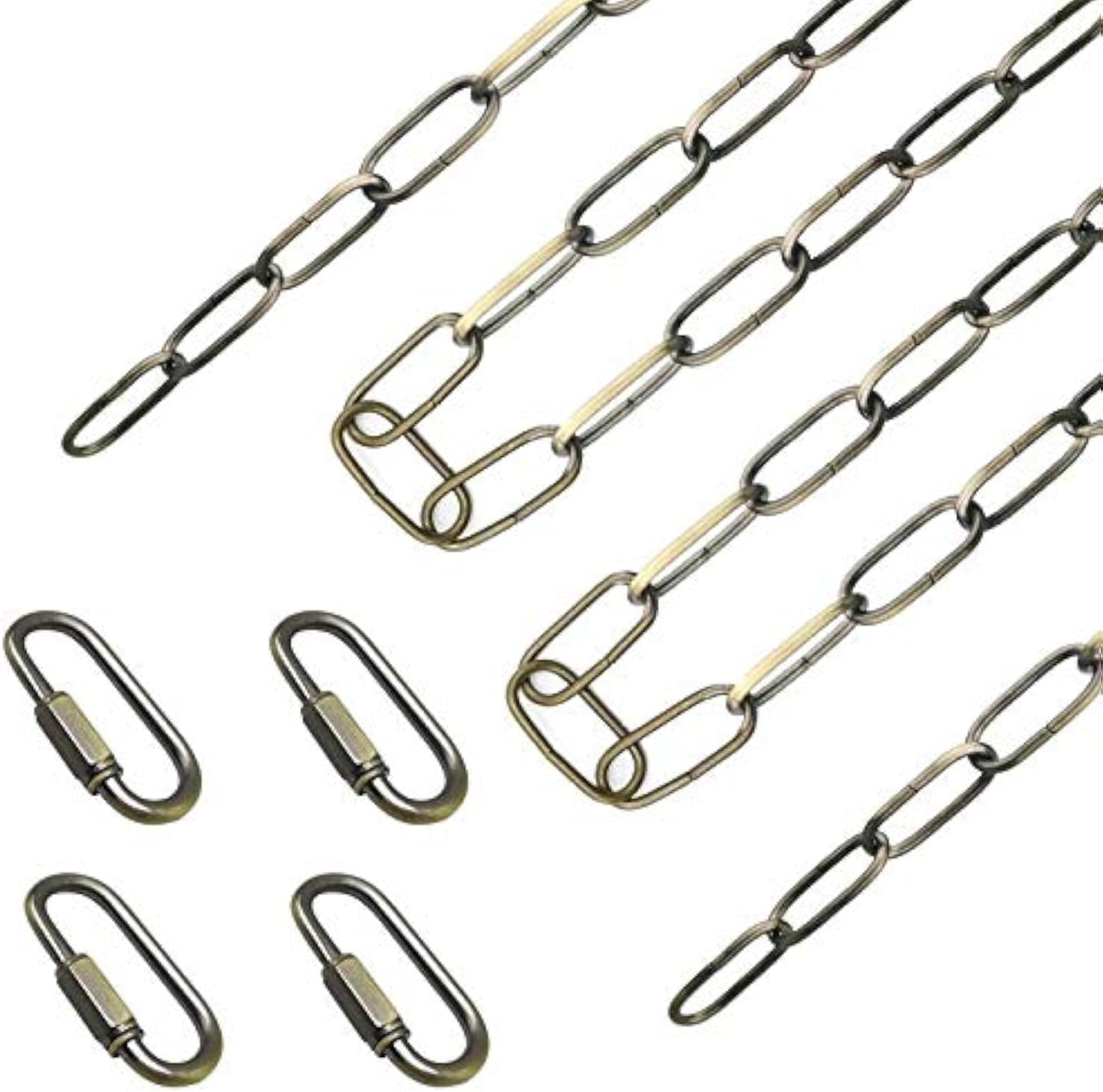 ECUDIS 20 Feet Pendant Light Fixture Chain, Lighting Hanging Chain Extension with Connection Locks, Lighting Chain Replacement for Chandelier, Plants, Fruit Basket (Antique Bronze)