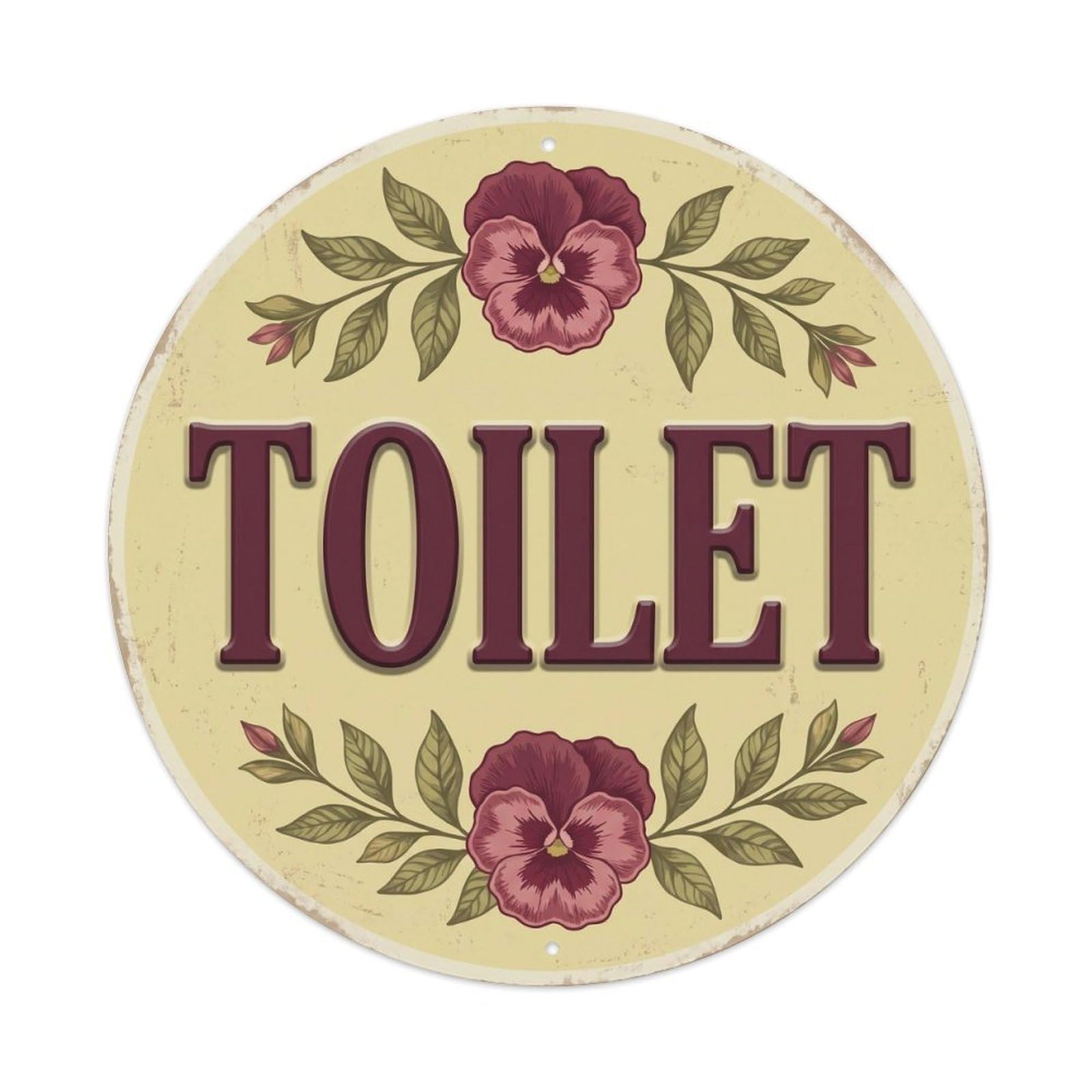 Okahys 8X8inch(20X20cm) Toilet(Wc) Signage Pansy Vintage Metal Tin Sign