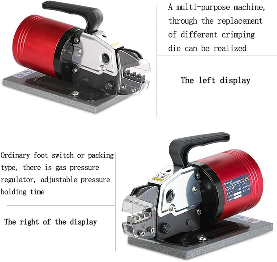 Prensacables Neumático Semiautomático, para Cables hasta 10mm², 1.3T de Fuerza con Diseño Portátil y Matrices Intercambiables, para Conexiones Eléctricas y Uso Profesional