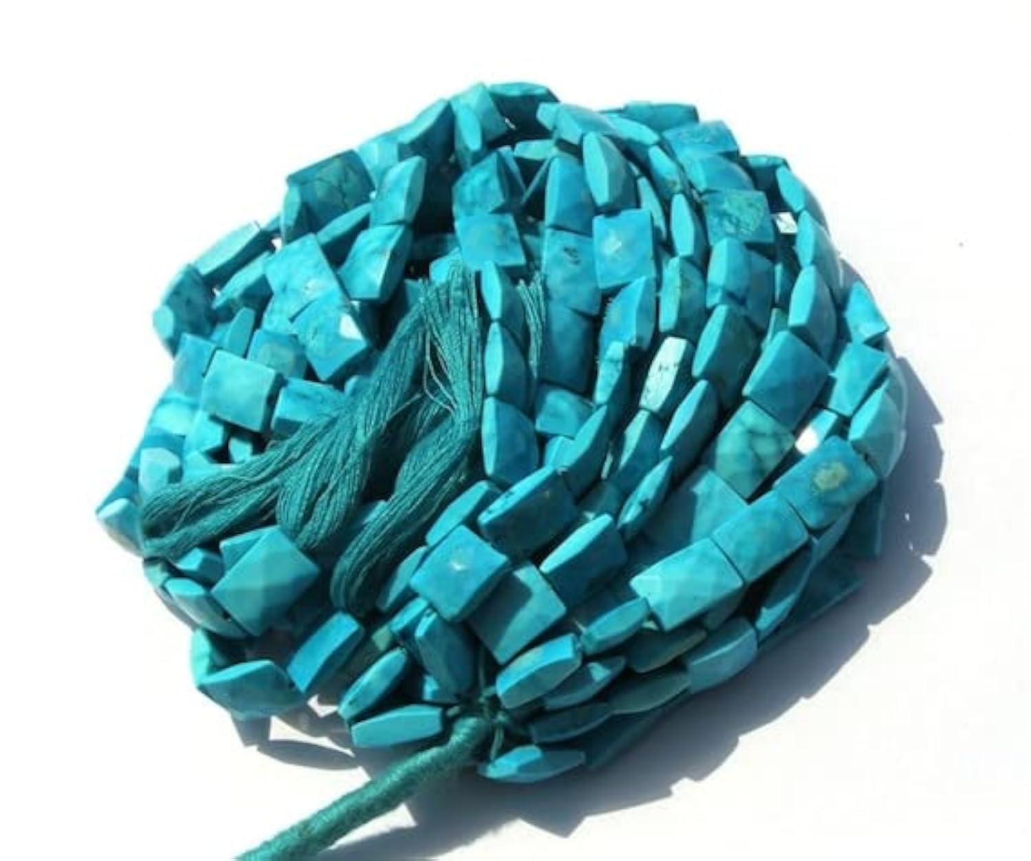 Perles turquoise naturelle rectangle facetté 9x7mm pour DIY perles minérales bijoux