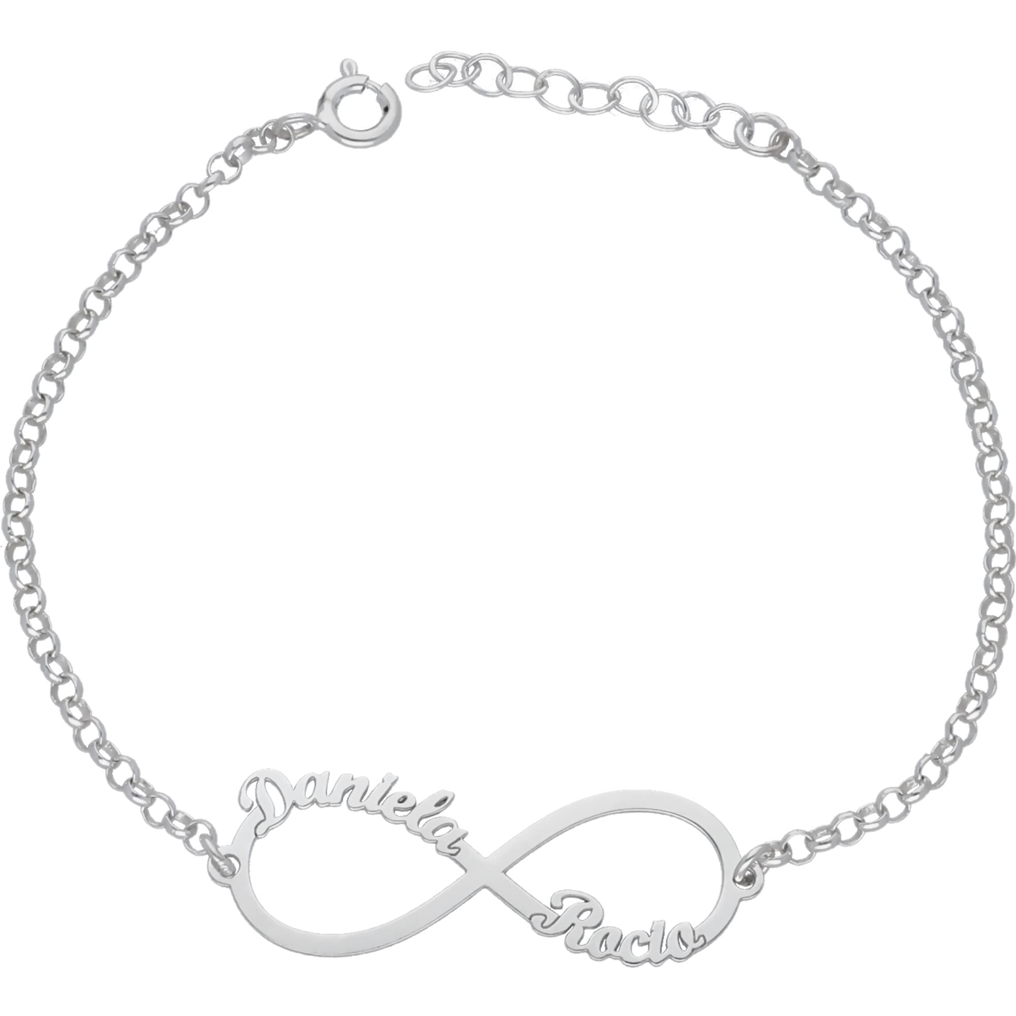 doble aro Doble Aro - Pulsera Infinito Personalizable Hasta con 4 Nombres en Plata de Ley | de Estilo Sofisticado | Regalo Ideal tanto para Cumpleaños, Amigas, como para el Día de la Madre
