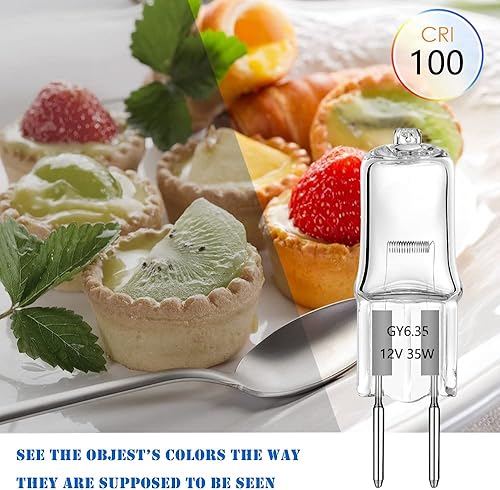 Miniatura 3 de GY6.35 Bombillas halógenas de 12 voltios y 35 vatios, paquete de 10 bombillas base GY6.35 de 2 pines, bombilla tubular tipo JCD T4 de repuesto para