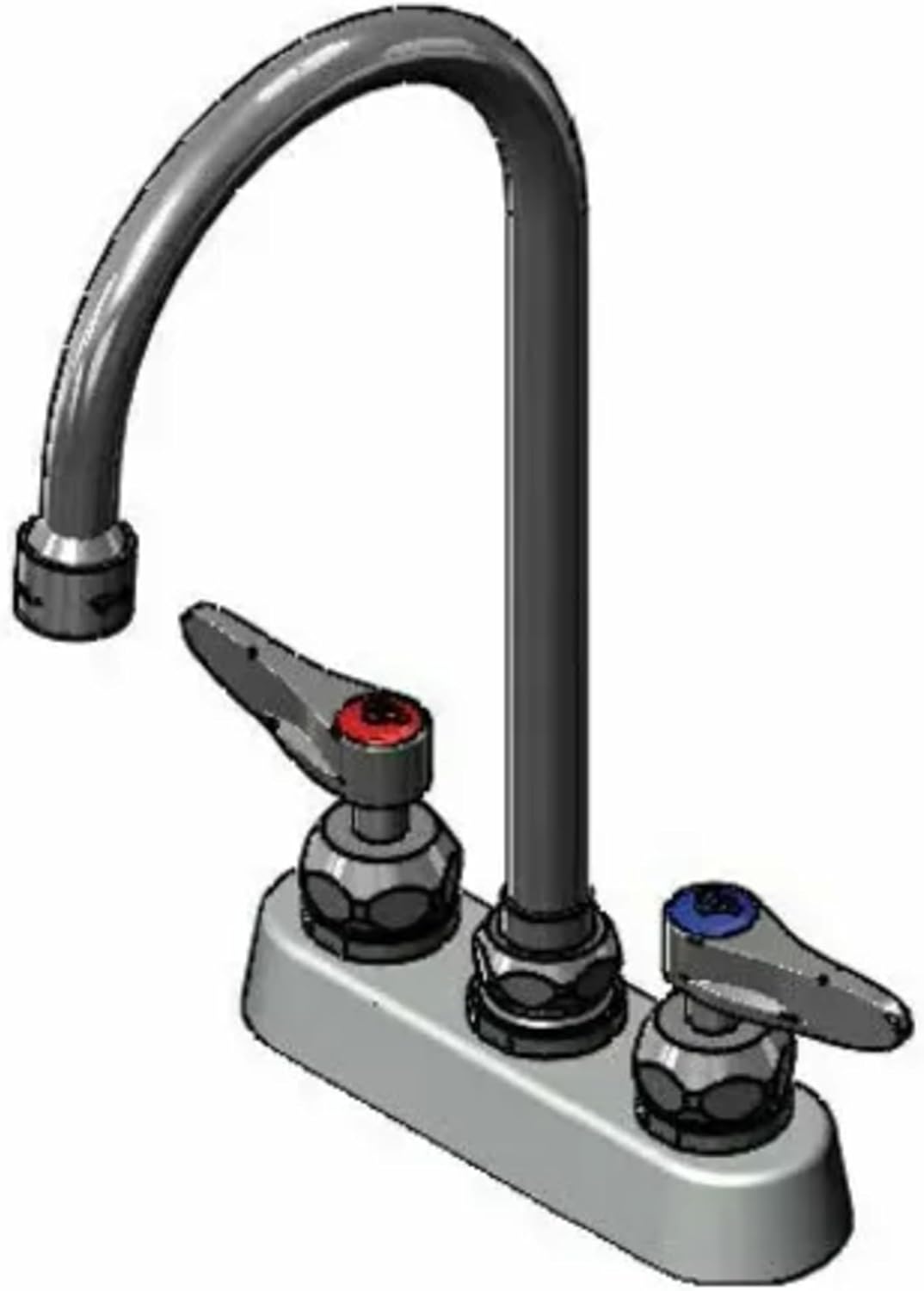 4" Deck Mount Faucet, Ceramas, Lever Handles, Swivel Gooseneck w/VR 2.2 GPM Aerator