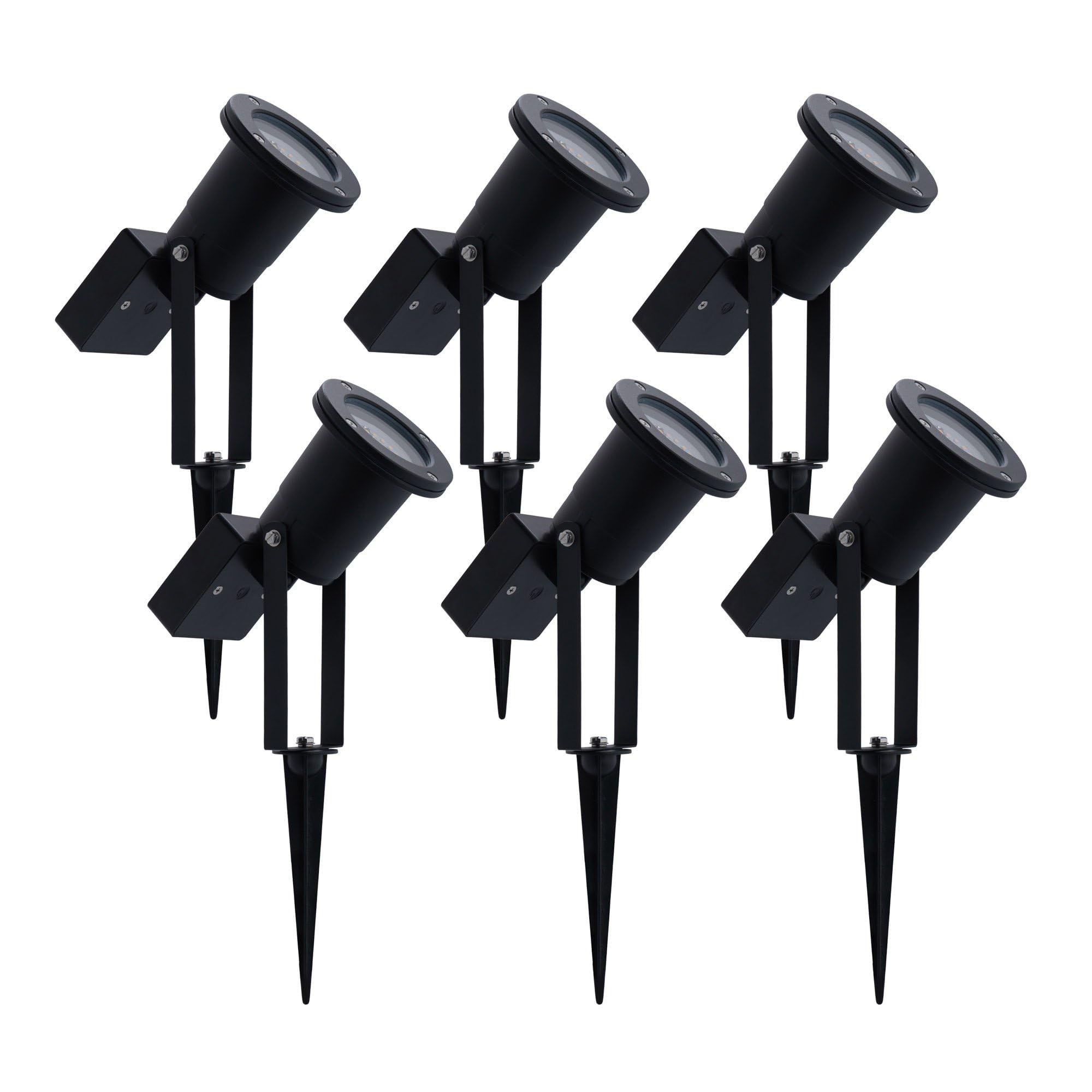 Ledvion 6er Set Gartenstrahler mit Erdspieß IP65 GU10 ohne Leuchtmittel | Kabellose Akzentbeleuchtung fuer Garten Terrasse Einfahrt Wege und Beete
