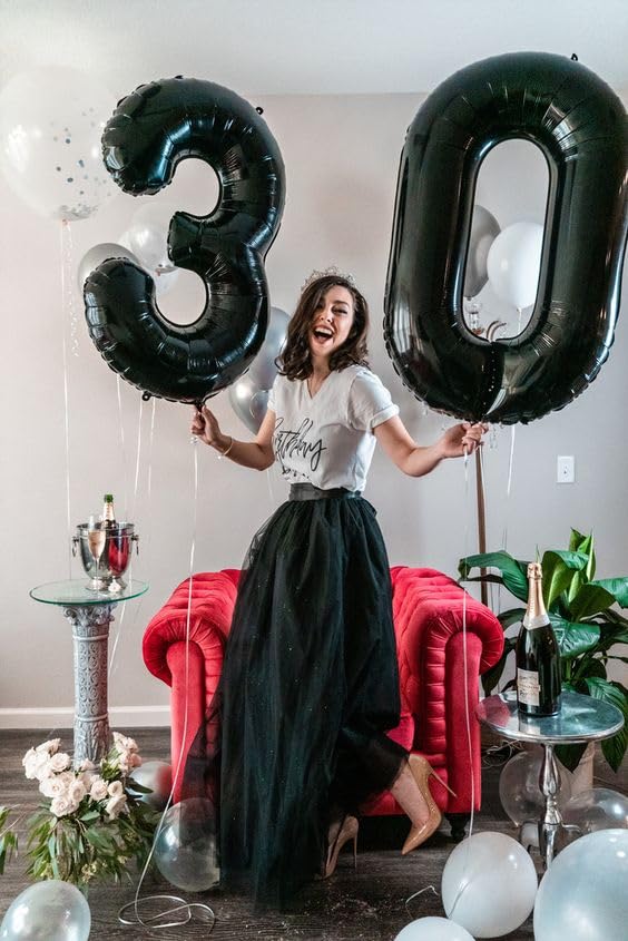 Image of Black Number 0 Balloon 40 Inch, 0 Balloon Number for 10th 20th 30th 40th 50th 60th Birthday Decorations, Black Party Supplies