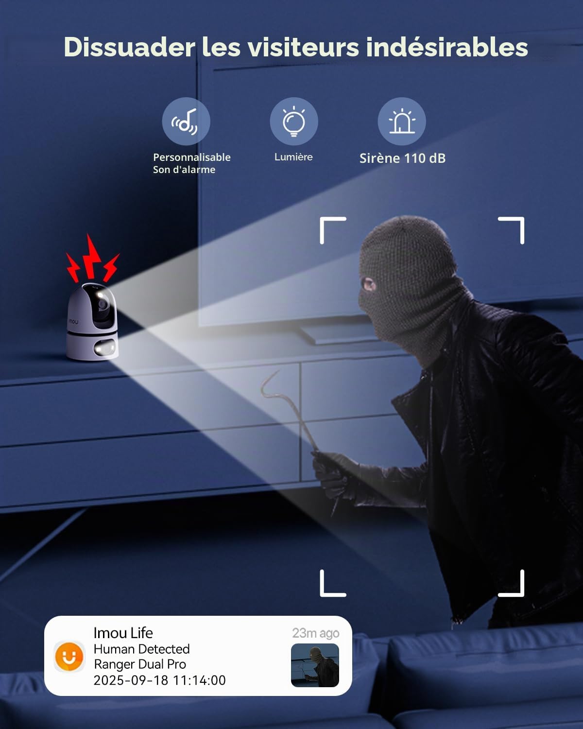 Imou 3K(3MP+3MP) Lot 2 Caméras Surveillance WiFi Intérieur Double Objectif